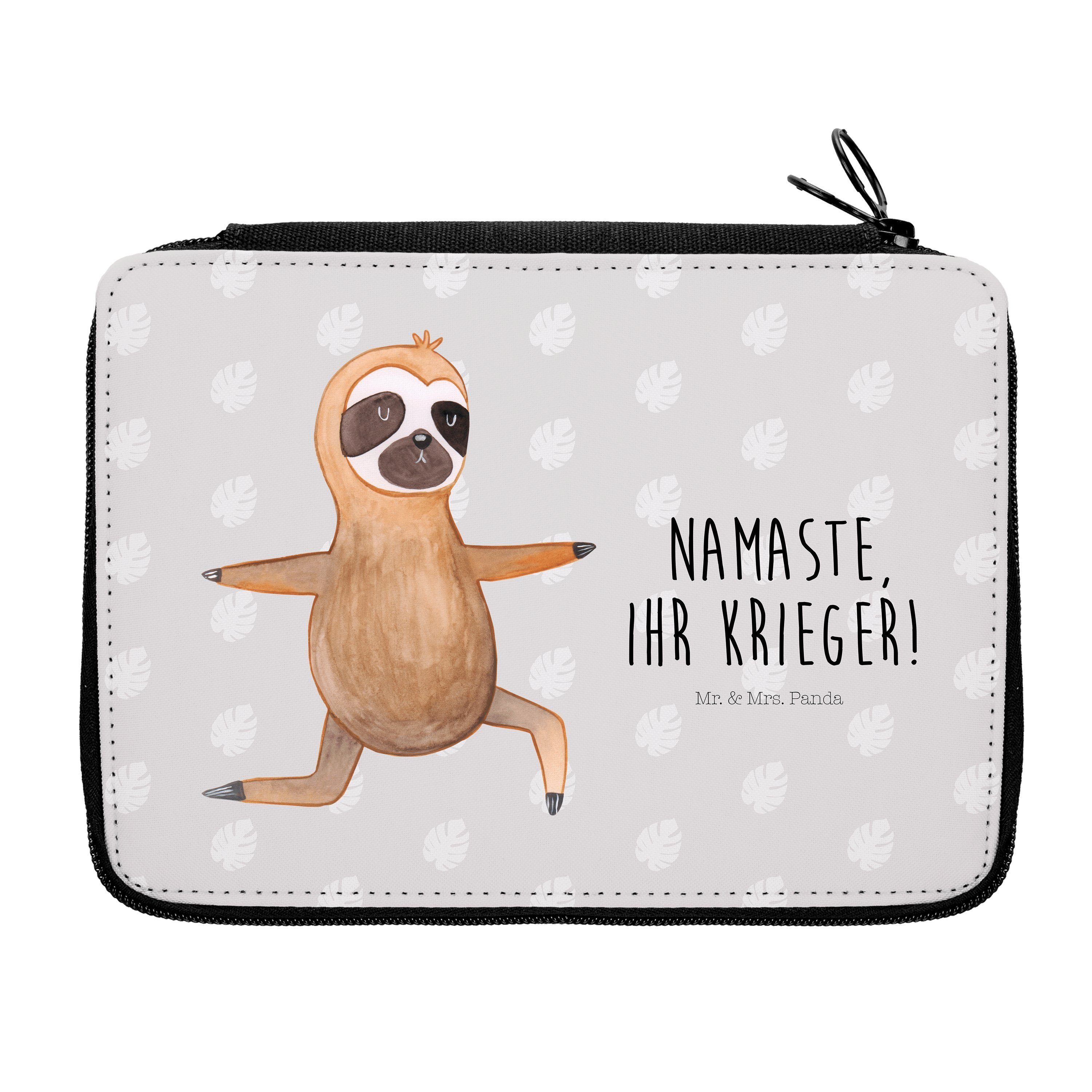 Mr. & Mrs. Panda Federmäppchen Faultier Yoga - Grau Pastell - Geschenk, Stifte Etui, Gelassenheit, (1-tlg)