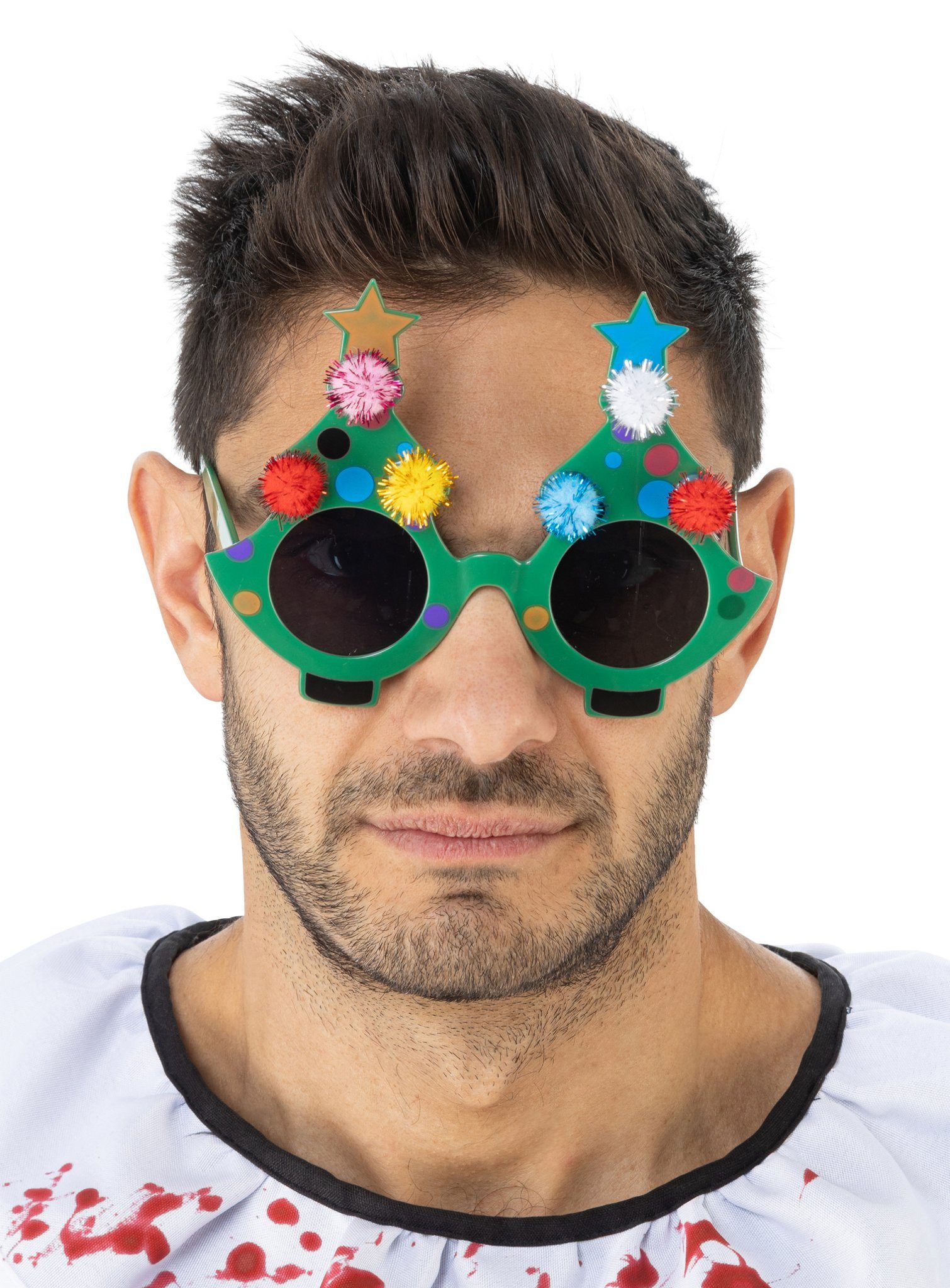 CHAKS Kostüm Terrifier – Tannenbaum Brille, Gibt's auch nicht oft: Sonnenbrille für Horrorclowns und Weihnachtsfa