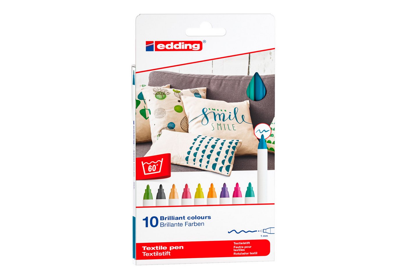 Thumbnail - edding Textilmarker Textilstifte Set Brilliant Colours 4600, 10er-Set