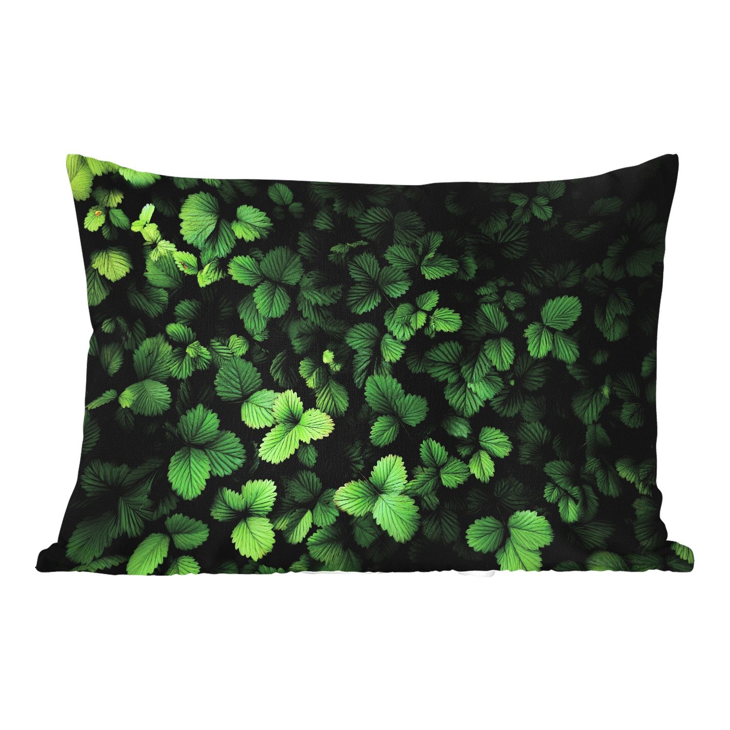 MuchoWow Dekokissen Grün - Blatt - Gezackt - Sonnenlicht, Outdoor-Dekorationskissen, Kissen, Kissenbezug, 50x30 cm
