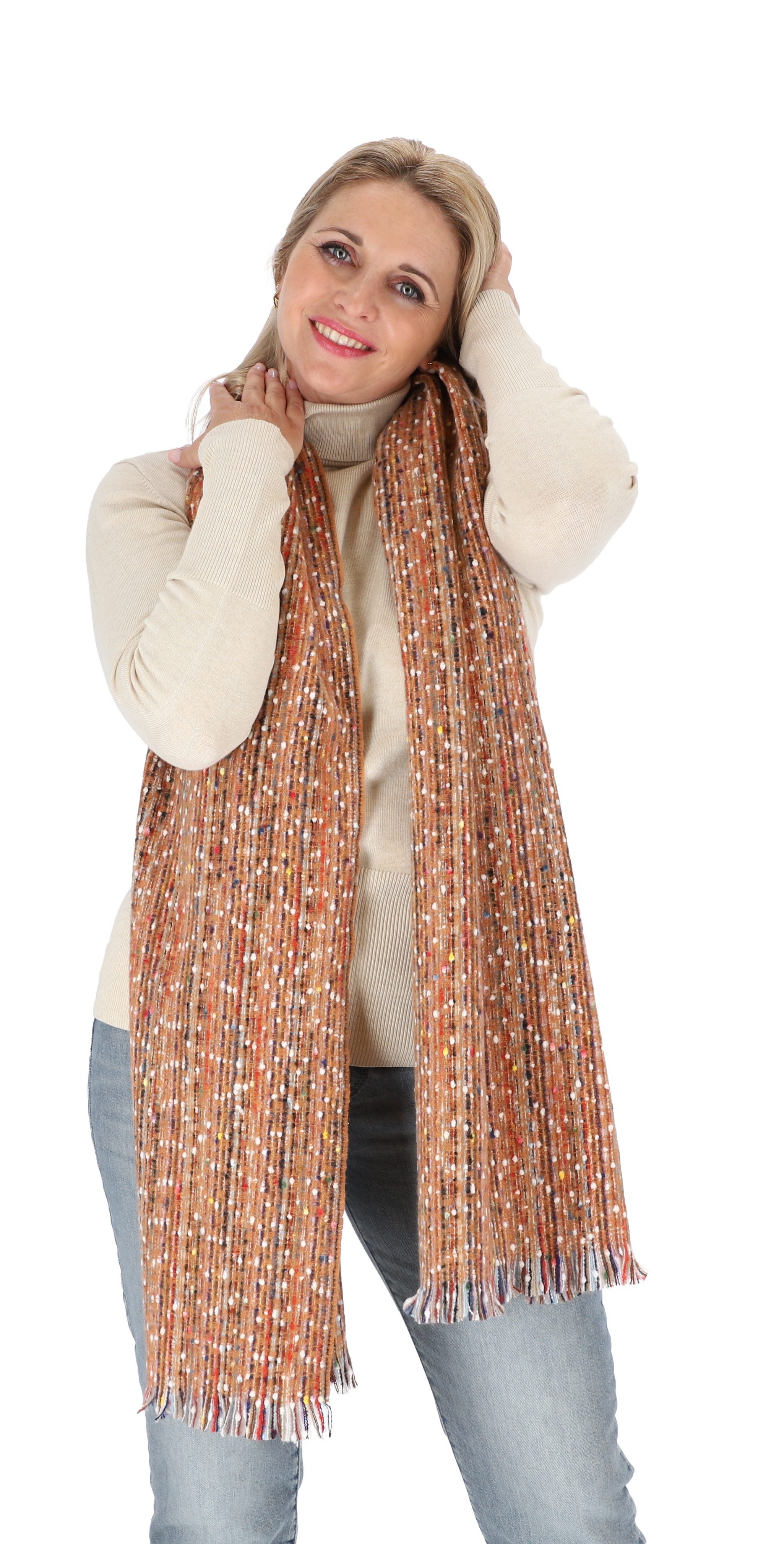 halsüberkopf Accessoires Modeschal Tweed Optik, mit kurzen Schnittfransen