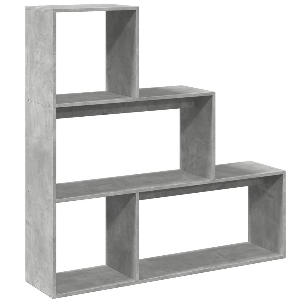 vidaXL Regal NA Bücherregal aus Holz 3 Stufen Betongrau 123x29x123 cm für stilvolle