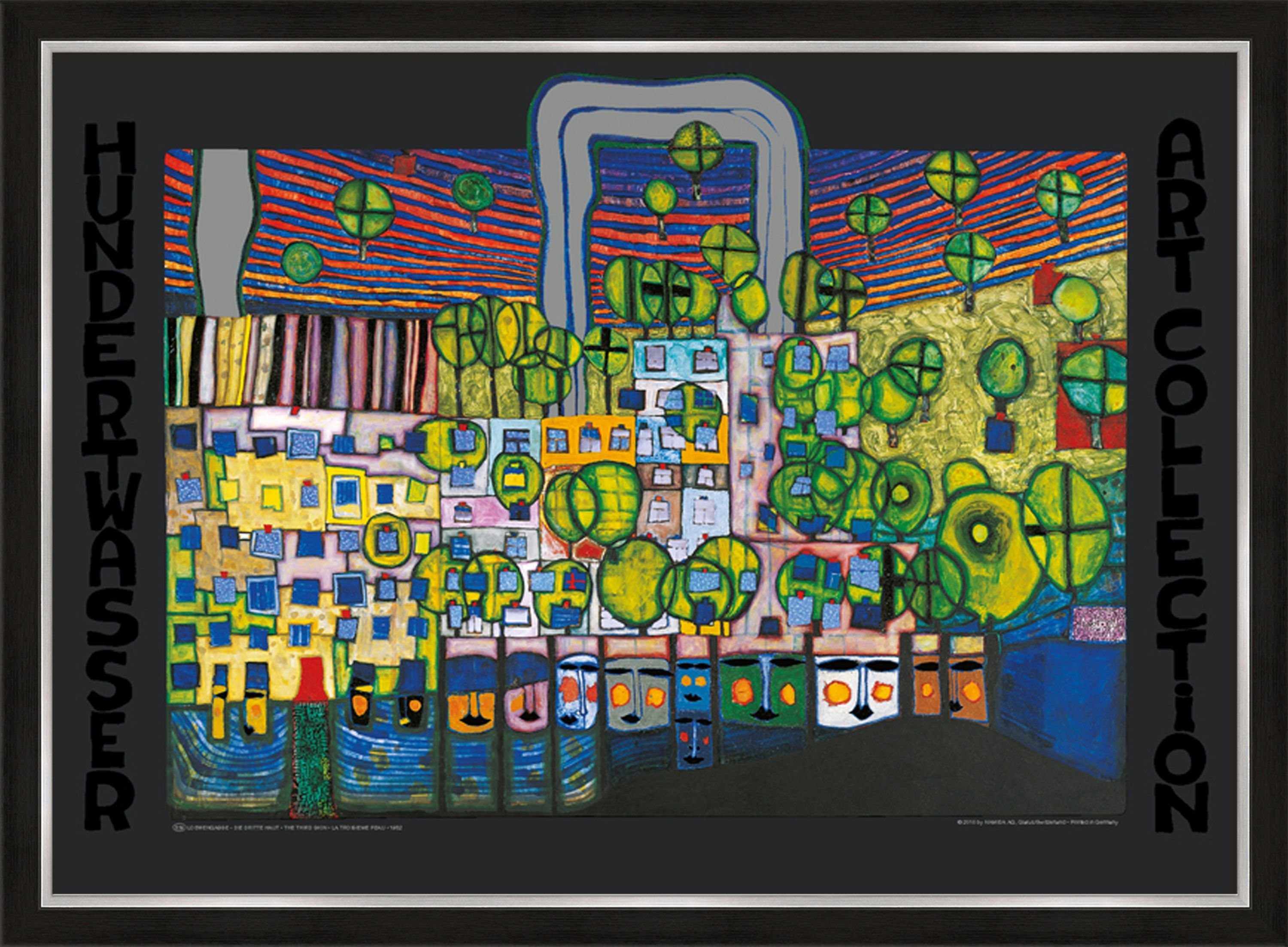artissimo Bild mit Rahmen Hundertwasser Bild mit Rahmen / Poster gerahmt 72x53cm / Wandbild
