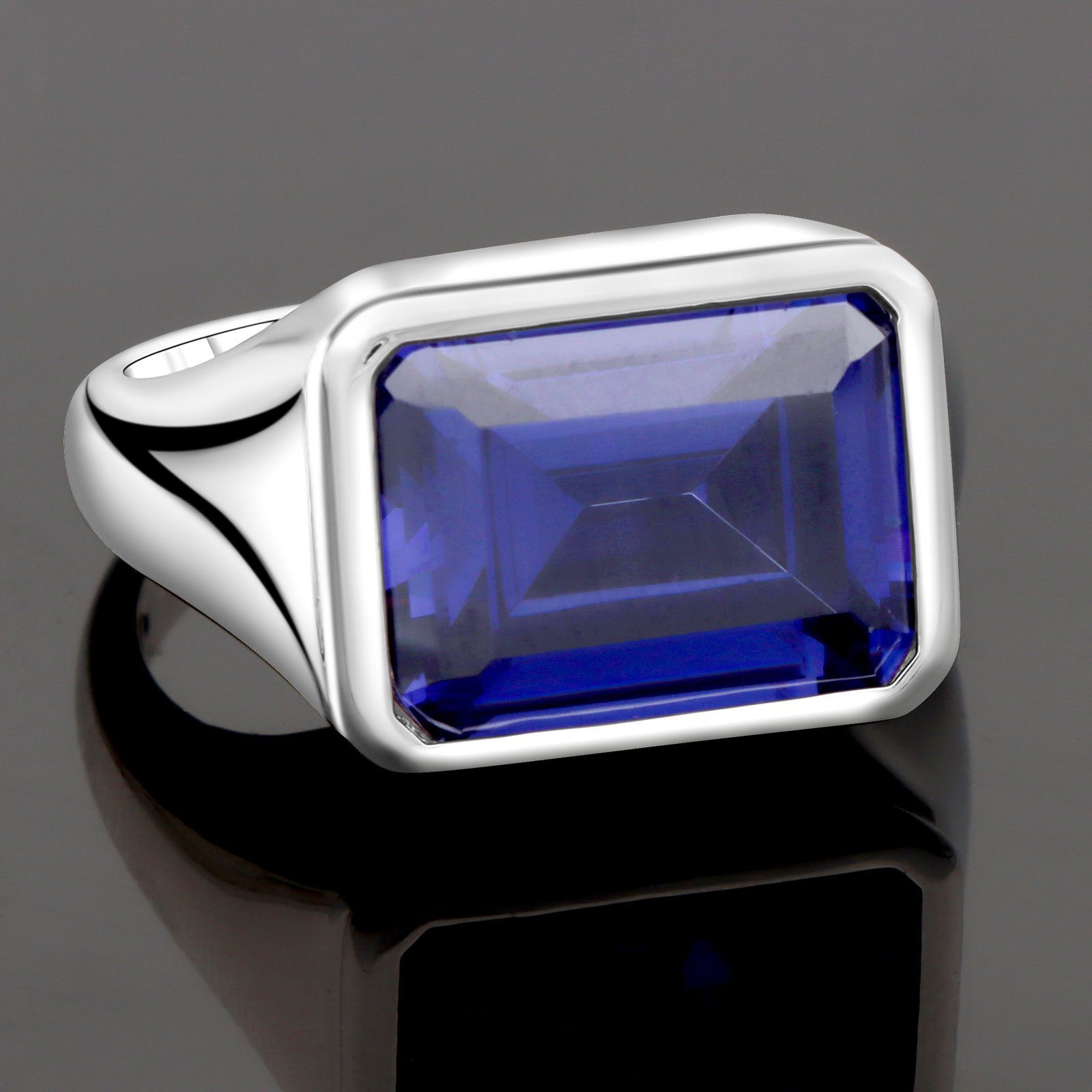 Fein 925 Silberring Herren Silber Ring Blau, für Tony Zirkonia Made Damen in und Italy