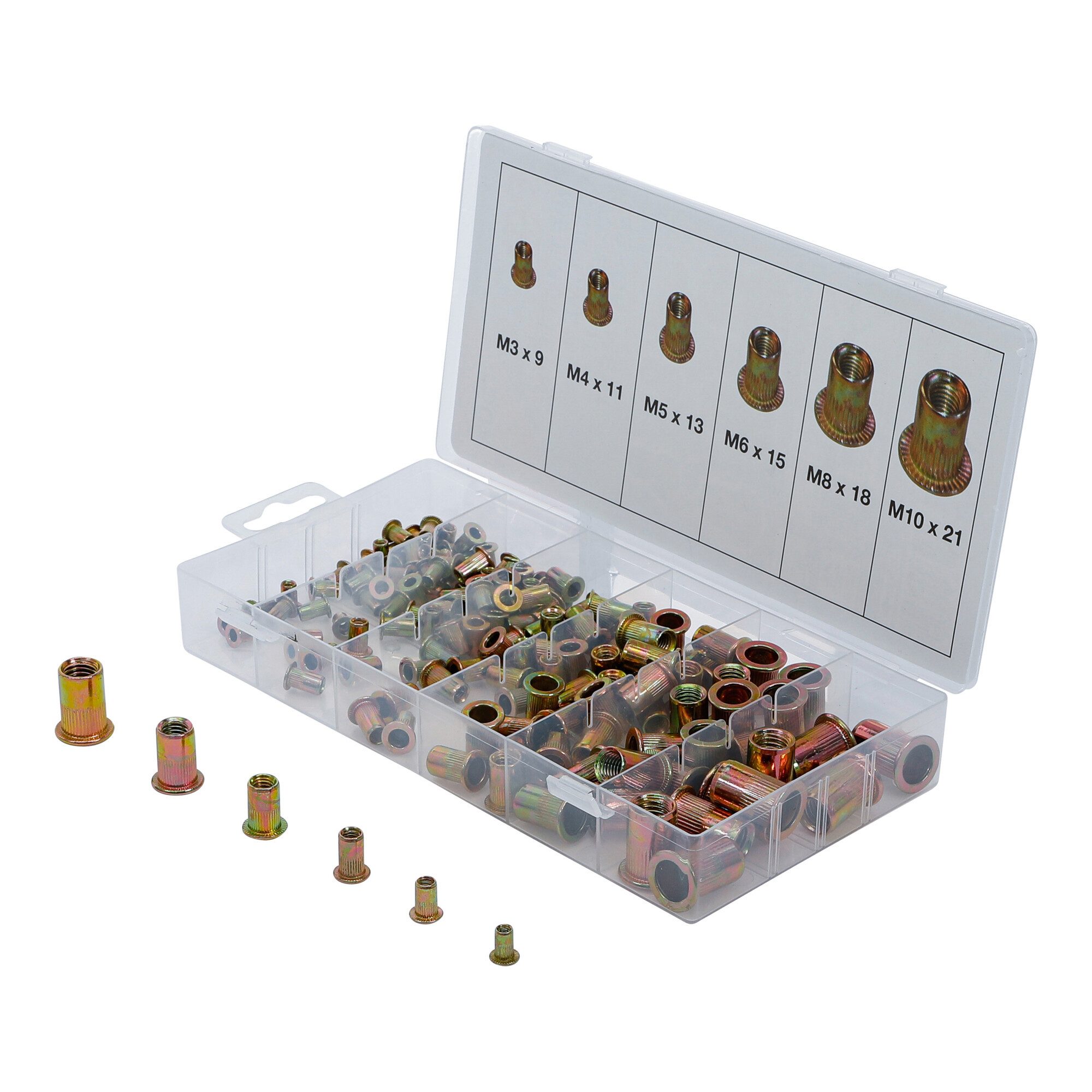 BGS technic Blindniete BGS Nietmuttern-Sortiment verzinkter Stahl 150-tlg.
