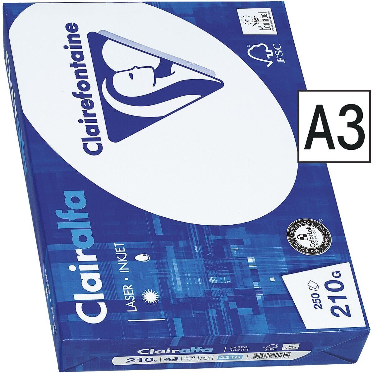 Druckerpapier CLAIREFONTAINE Format 210 2800, Blatt 250 g/m², A3, DIN