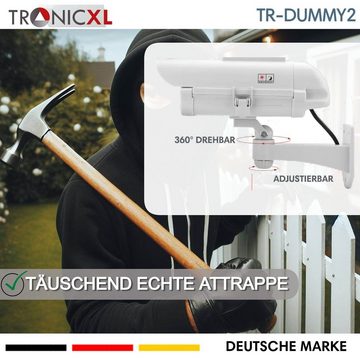 TronicXL 4x Dummy Premium Solar Kamera Attrappe Außen Kameraattrappe Überwachungskamera Attrappe (Innenbereich, Außenbereich, Set, 4-tlg., blinkende LED wetterfest Außenbereich OUTDOOR)