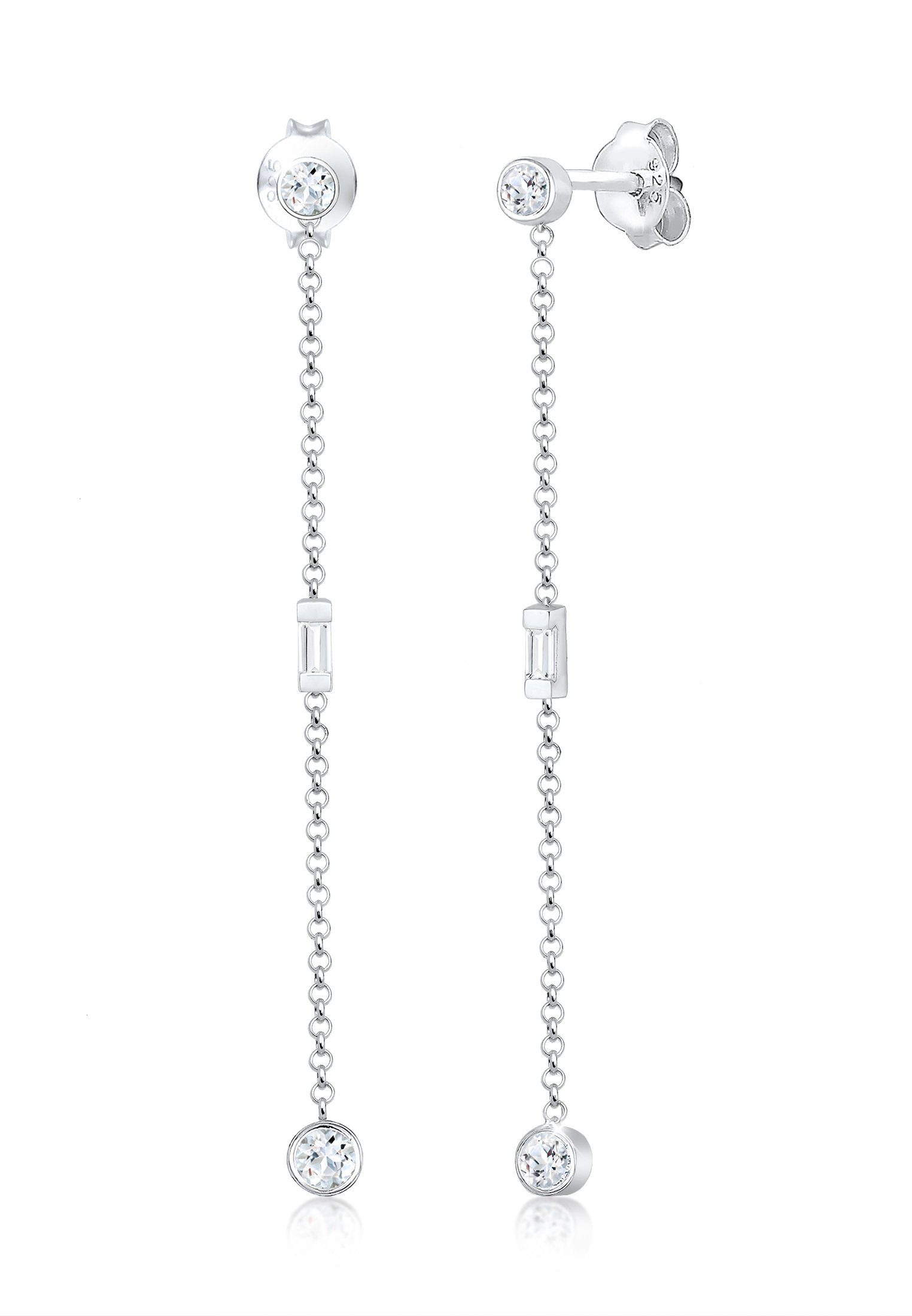 Elli Premium Paar Ohrhänger Ohrhänger Topas Edelstein Baguette Form 925 Silber | Ohrhänger