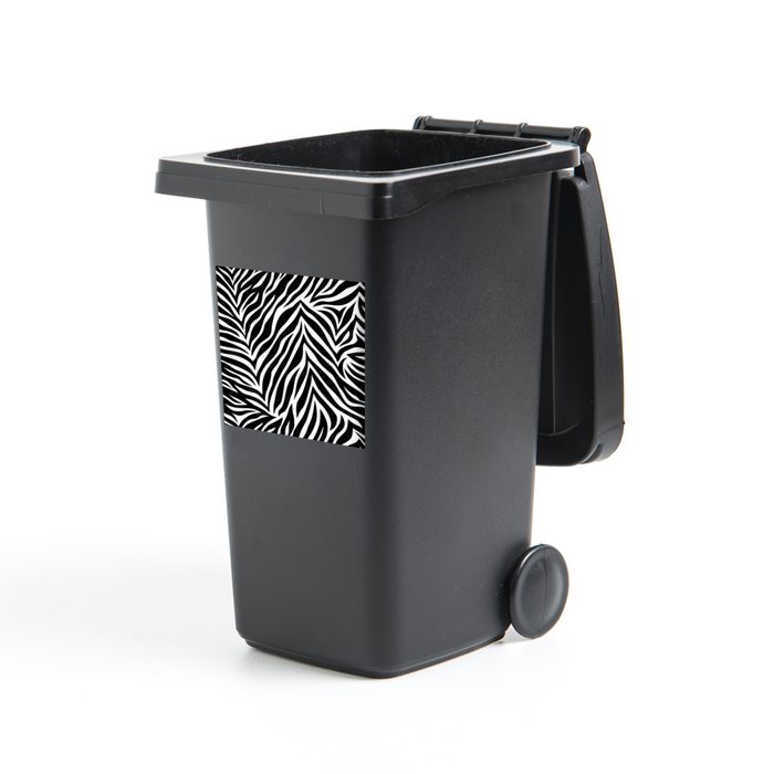 MuchoWow Wandsticker Zebradruck mit schwarzen und weißen Streifen (1 St) Mülleimer-aufkleber Mülltonne Sticker Container Abfalbehälter