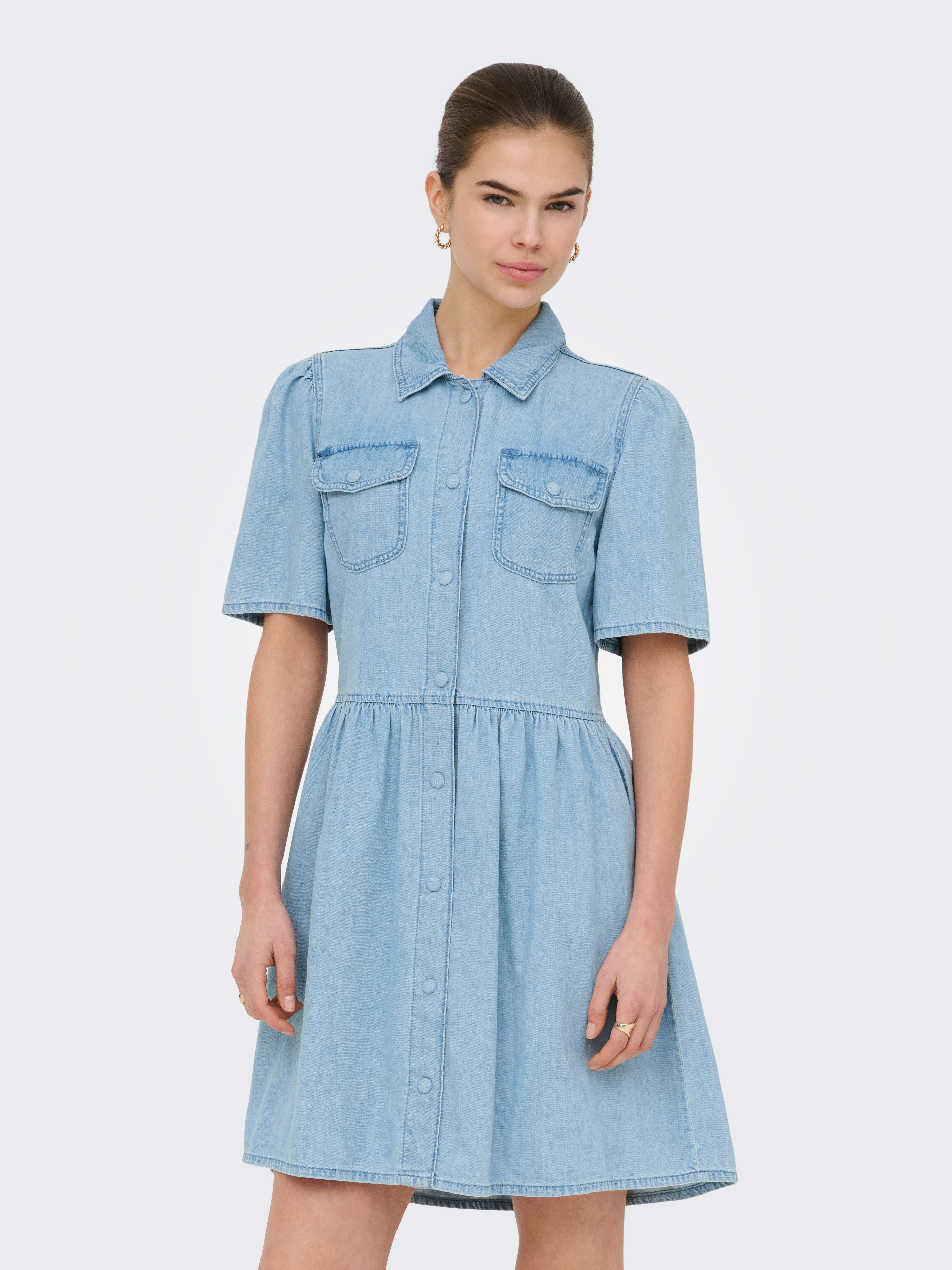 ONLY Jeanskleid ONLEVELINE SS DNM DRESS AKM Baumwolle