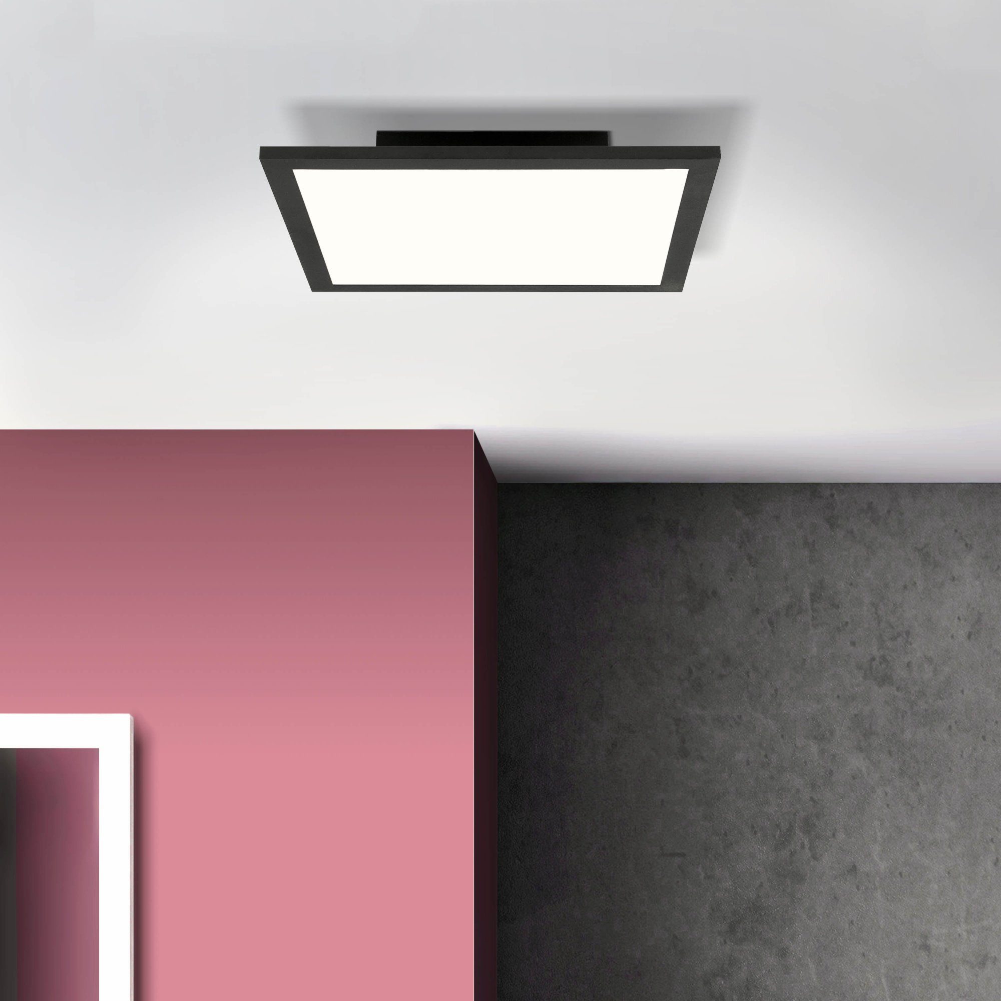 Lightbox LED Deckenleuchte, LED fest integriert, Kaltweiß, 30 x 30 cm, 1800 lm, 4000 K, Metall/Kunststoff, schwarz/weiß