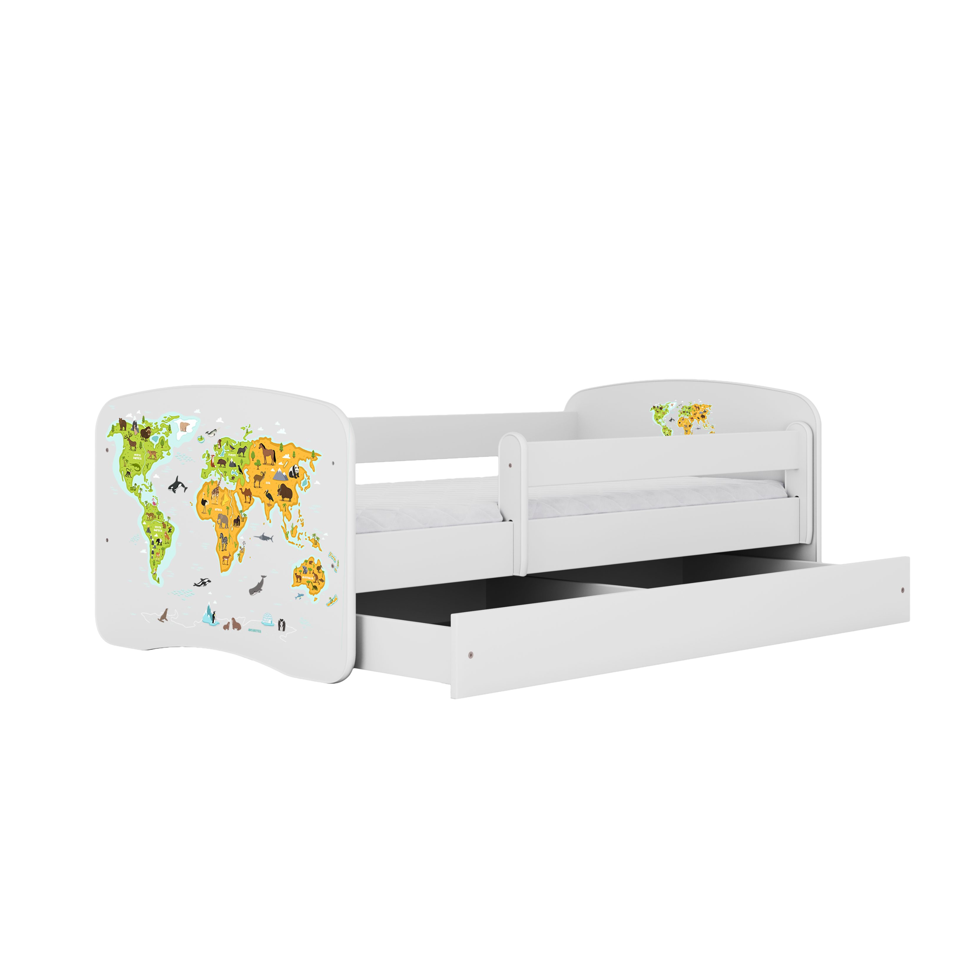 Raumhirsch Furniture Kinderbett 70x140, 80x160, 80x180 cm - Komplettset mit Matratze & Schublade (Bett für Jungs, Einzelbett für Kinder 2–12 Jahre mit Rausfallschutz), verschiedene Farben & Designs