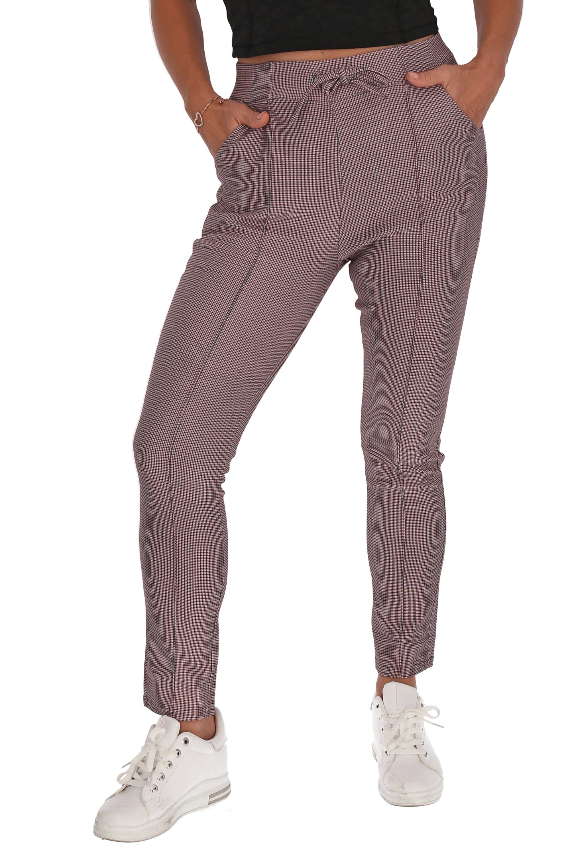 cofi1453 Stoffhose Damen Hose Stoffhose Poptrash Leggings Soft Kariert Damenhose Businesshose Freizeit Motiv 2