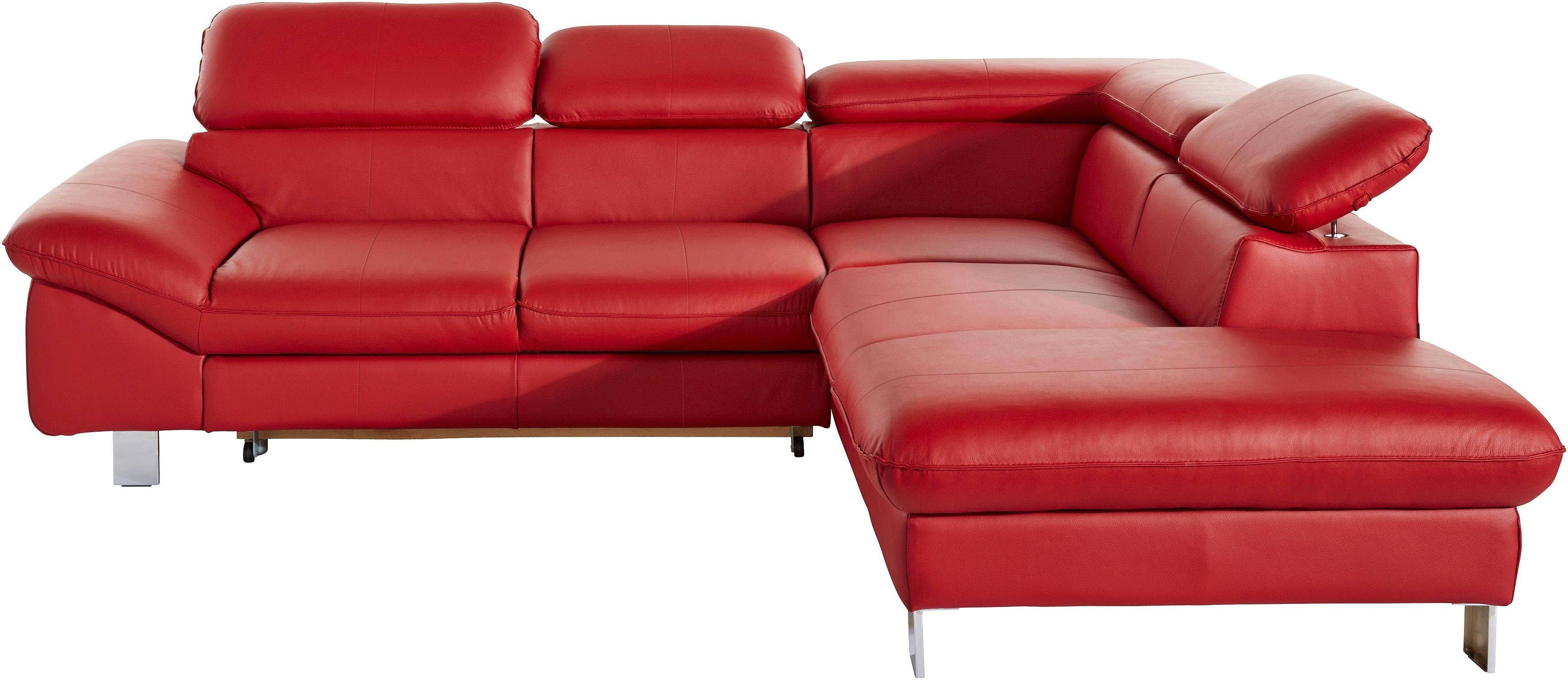 COTTA Ecksofa Driver L-Form, B: 265 cm, moderne Couch mit Wellenunterfederung, Leder, inkl. 3x Kopfteilverstellung, optional mit Schlaffunktion + Stauraum