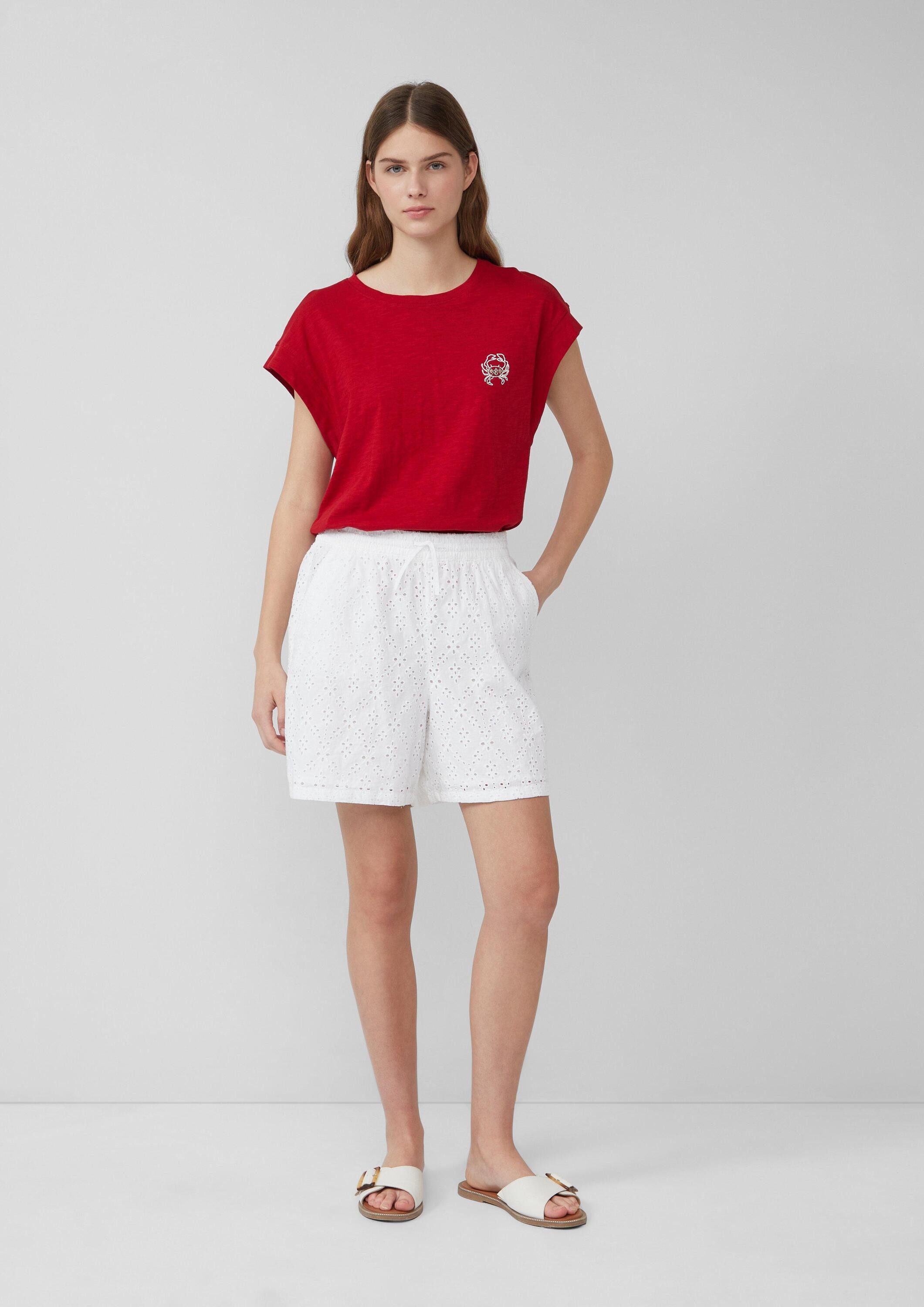 s.Oliver Shorts Hose Shorts mit Wide Leg und Lochstickerei