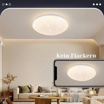 ZMH LED Deckenleuchte Ø30cm Schlafzimmerlampe Sternenhimmel Neutralweiß 18W Badezimmer, Augenschutz, LED fest integriert, 4000k, IP44 Wasserdicht, für Bad Küche Kinderzimmer