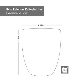 MamboCat Becher 6er Set Kaffeebecher ohne Henkel Ibiza Rainbow Summer - 24326548, Steingut