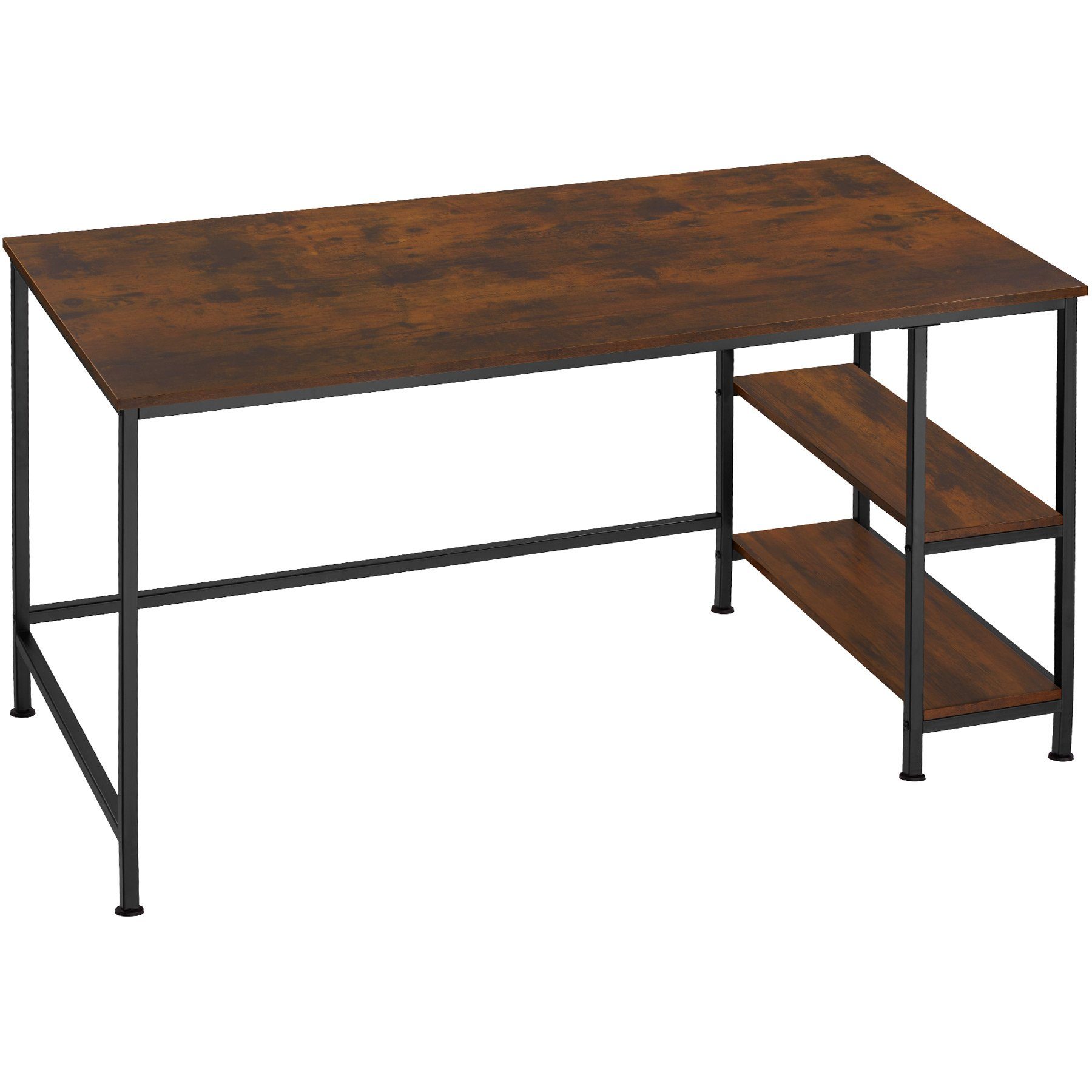1 Schreibtisch tlg) rustikal (1-St., tectake dunkel, Canton Holz Industrial