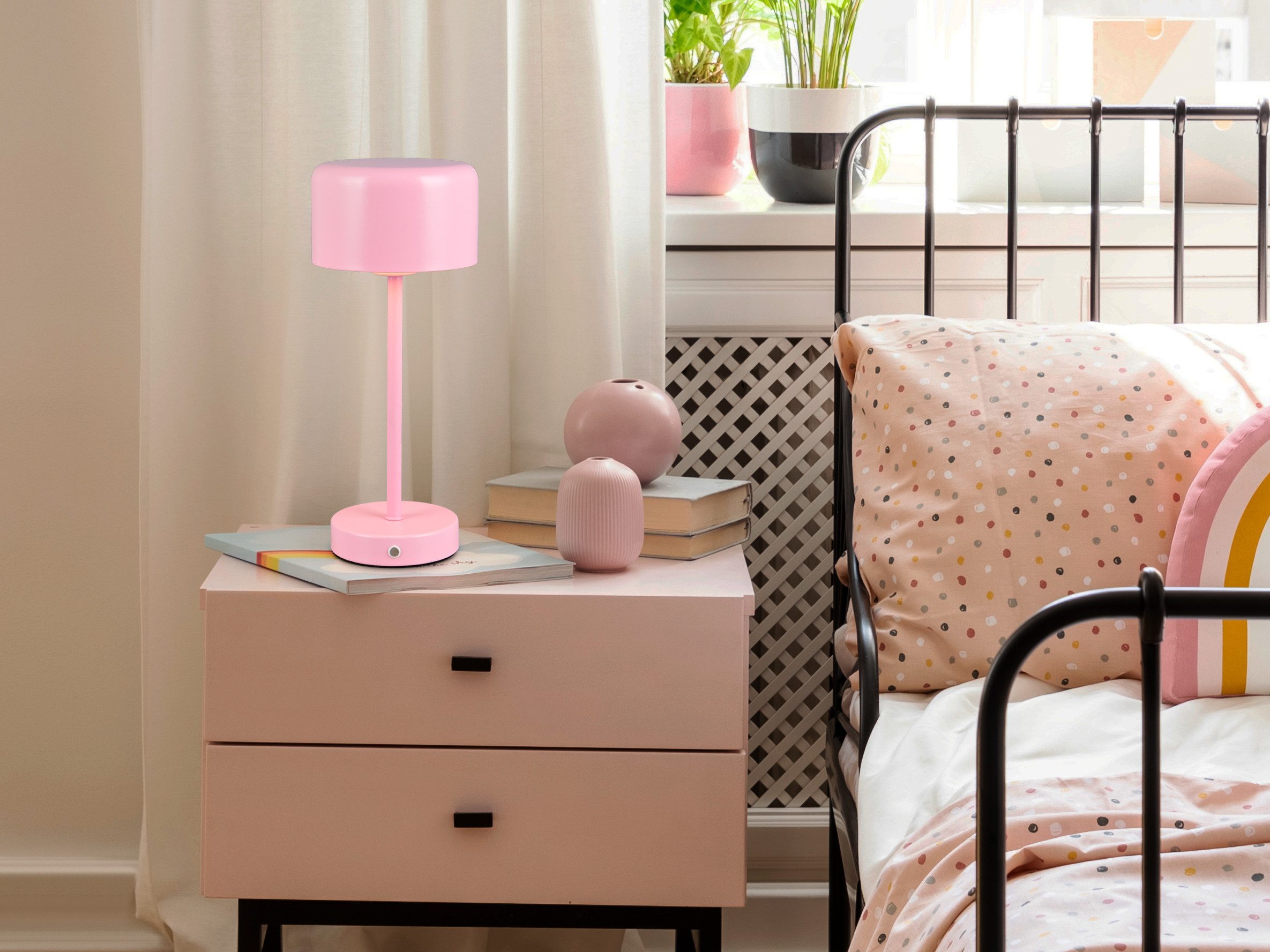 Reality Leuchten LED Tischleuchte JEFF, Tischlampe Kinderzimmer mit USB-C Ladekabel, Touch-Sensor, Dimmfunktion, LED fest integriert, Warmweiß, dimmbar, Höhe 30cm, Kinder Lampe warmweiß Leselampe, Akkuleuchte, Akku