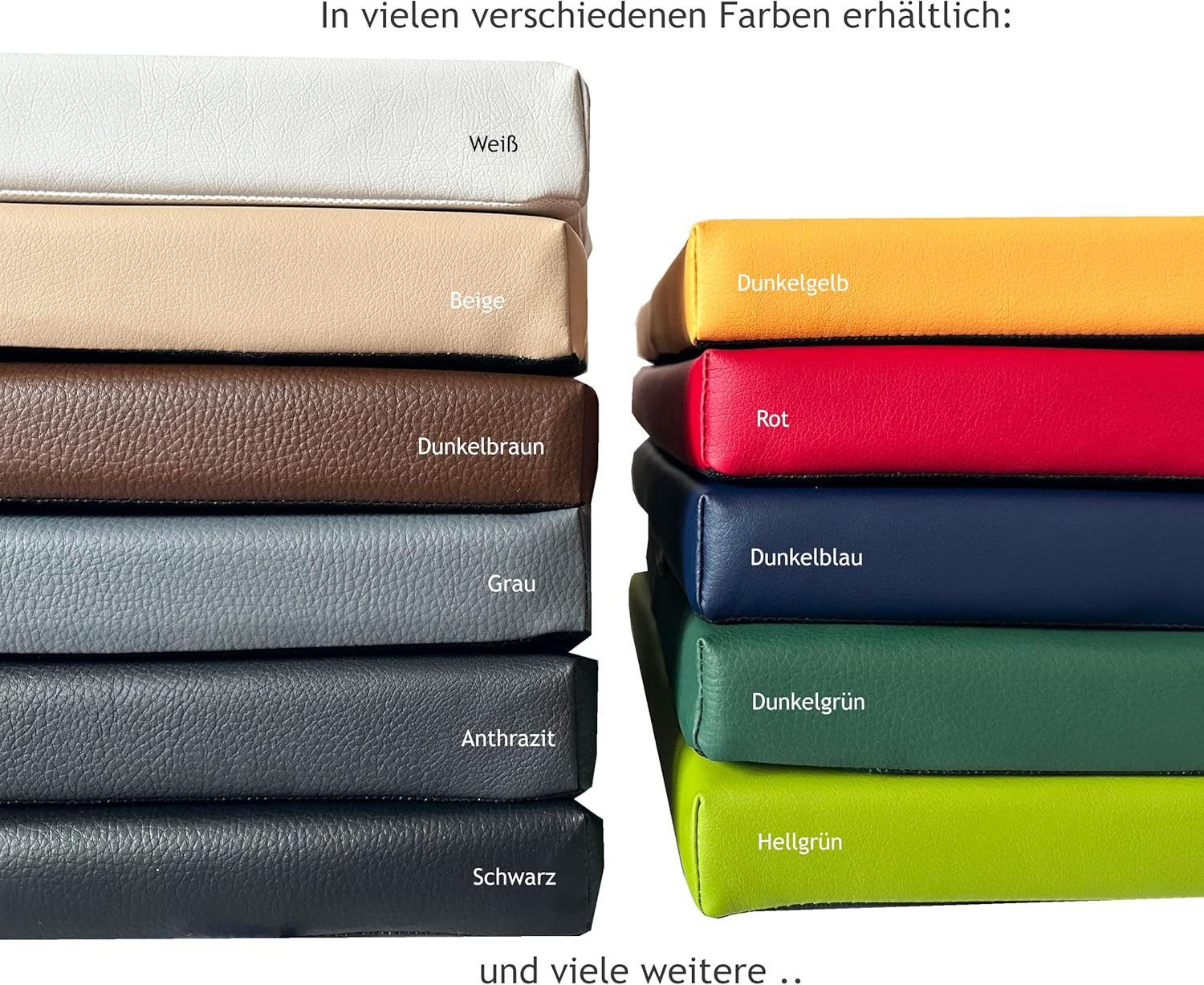 kissenfabrik-juwan Sitzkissen Pflegeleichtes Stuhlkissen in Vielen Farben - Schaumtoff - Kunstleder, Bankkissen 40 x 40 x 4 cm Kunstleder für Haus und Garten