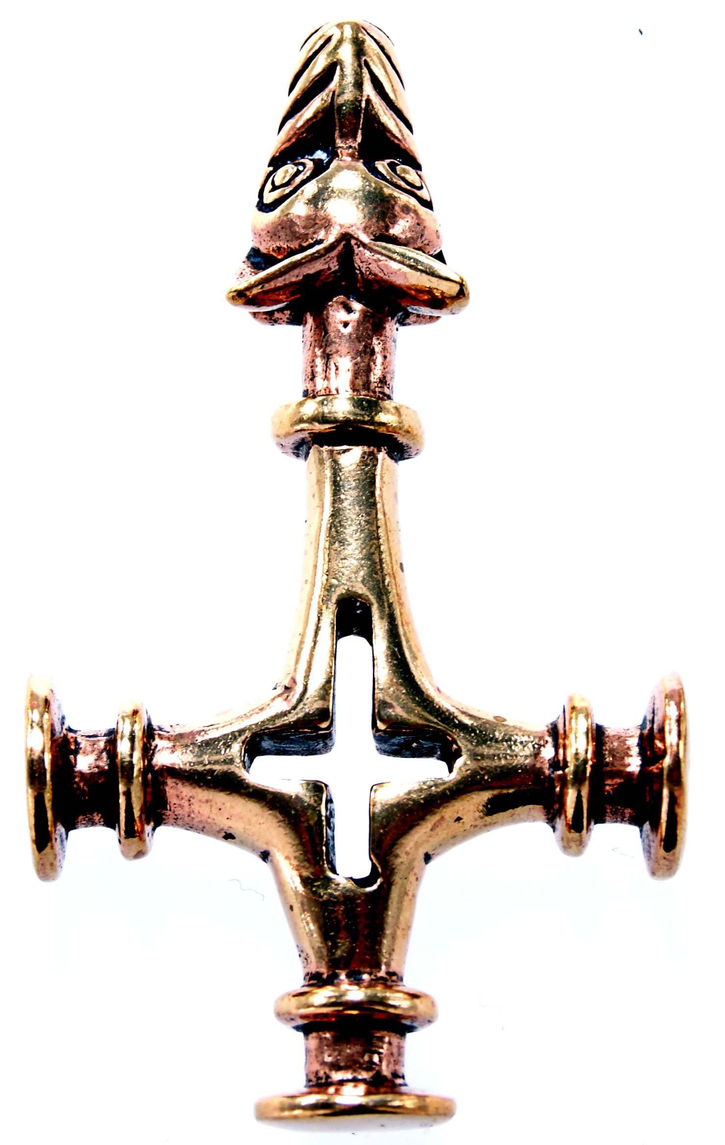 Bronze Wolfskreuz Thorhammer Kettenanhänger XL of Anhänger Thorshammer Kiss Kreuz Island Leather Hammer