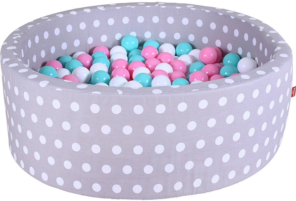 Knorrtoys® Bällebad Soft, Grey White Dots, mit 300 Bällen rose/creme/lightBlue; Made in Germany