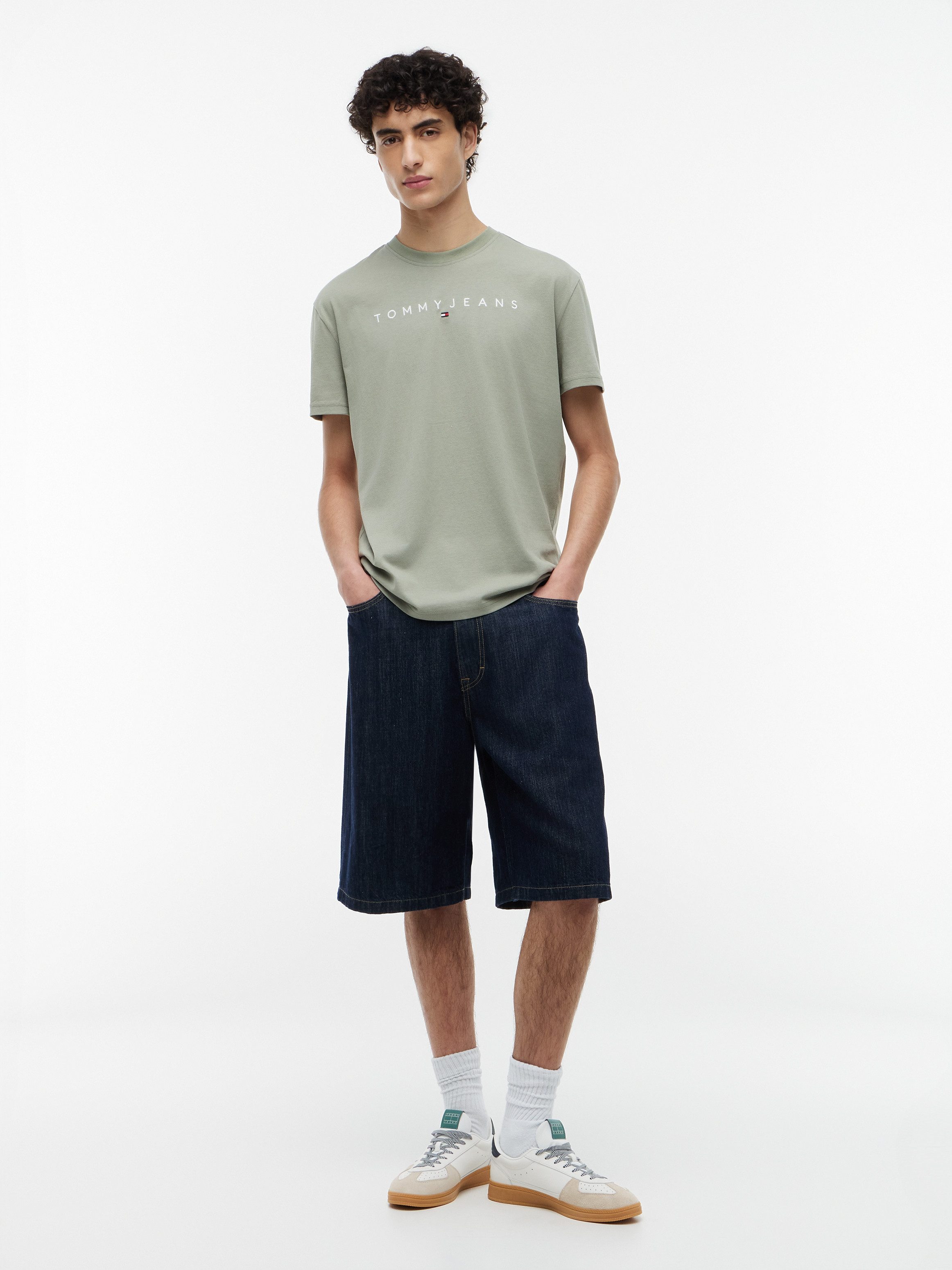Tommy Jeans T-Shirt TJM REGULAR LINEAR LOGO EXT Rundhals, Regular Fit