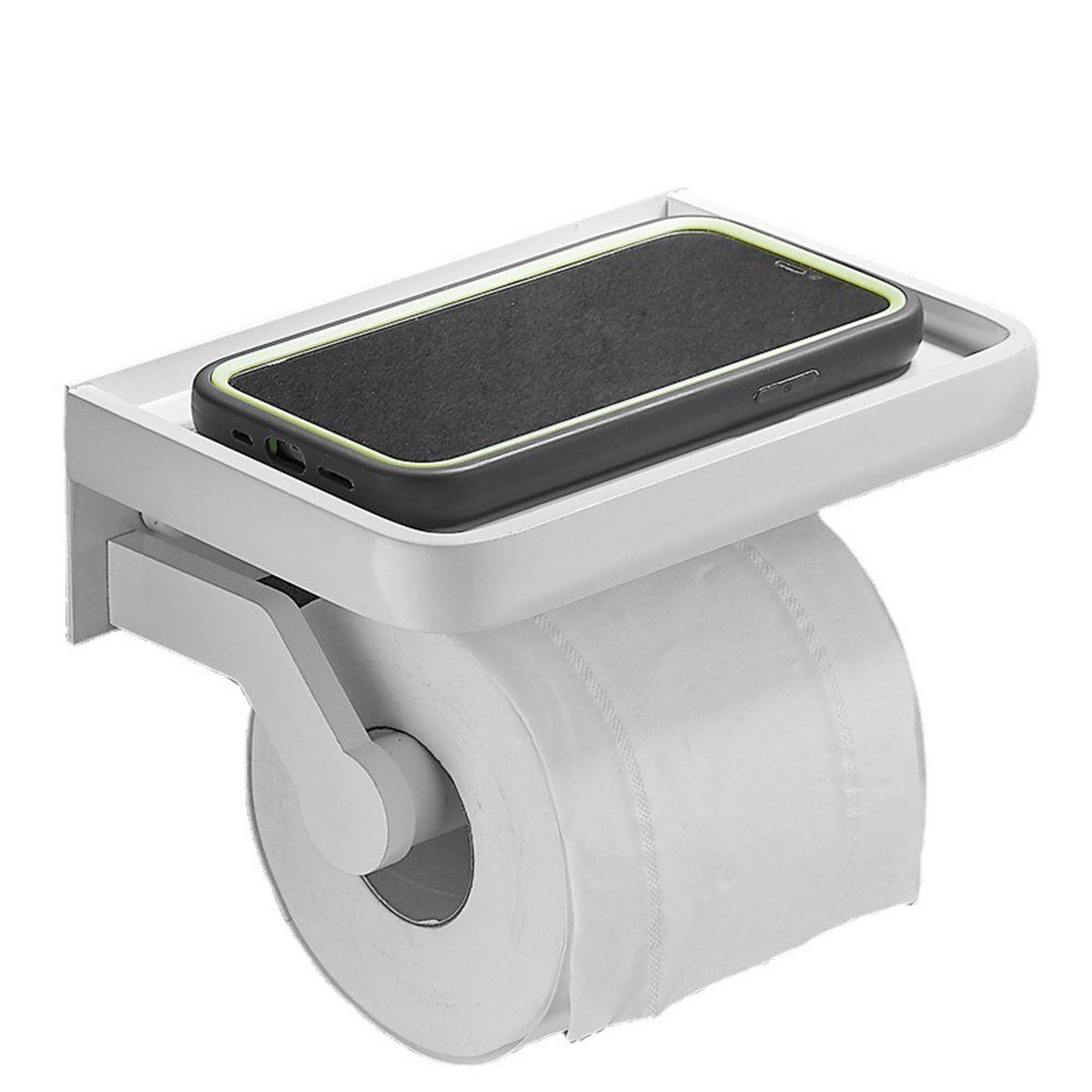 Smartphone-Ablage Toilettenpapierhalter Haiaveng und Ablage Befestigungsoptionen selbstklebend Bohren, 2 verschiedene Toilettenpapierhalter Mit schwarz Kein