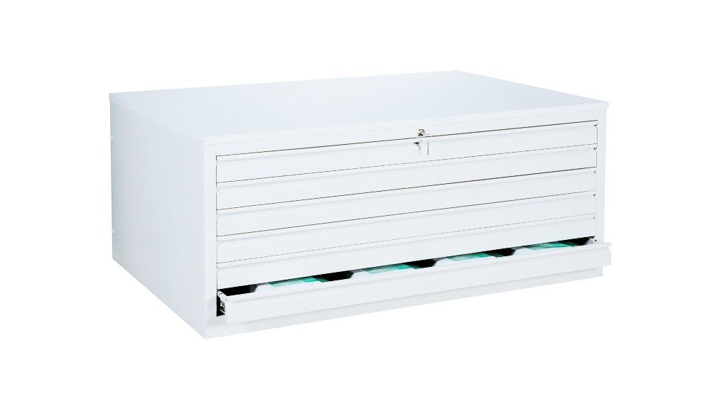 Steelboxx Zeichenkasten Zeichnungsschrank DIN A1 / 6 Schubladen 605 x 1135 x 835 mm (1 St), Komplett verschweißt und montiert - keine Montage erforderlich