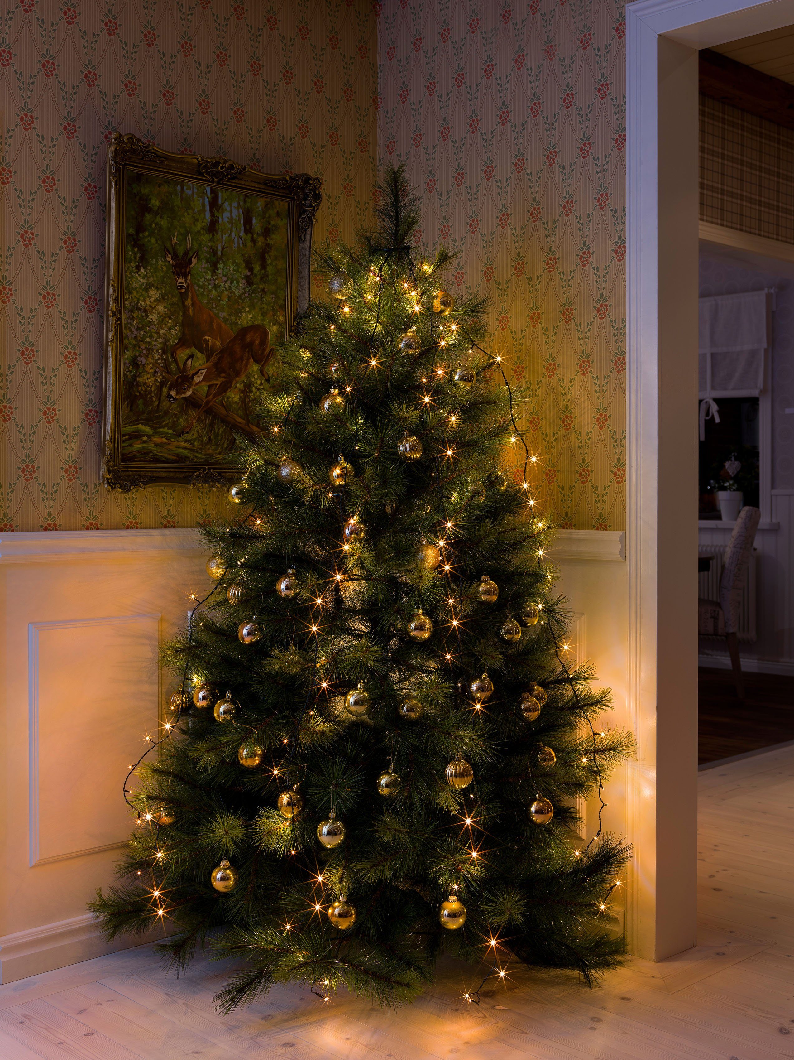 KONSTSMIDE LED-Baummantel Weihnachtsdeko, Christbaumschmuck, 200-flammig, 40 Lichterkette à LED Stränge mit 5 Dioden, vormontiert Ring