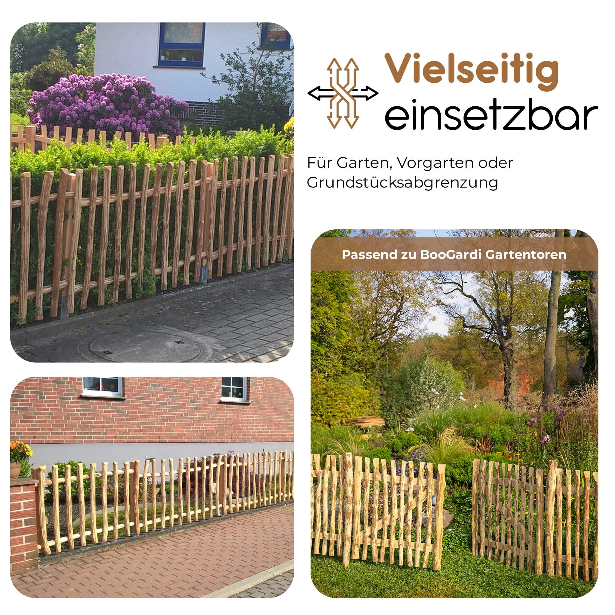 BooGardi Staketenzaun Bauernzaun · Gartenzaun · Lattenzaun Haselnuss in 144 Größen, (Zaunelement 50 cm hoch x 90 cm breit (Lattenabstand 3-4 cm), Bausatz Haselnusszaun · Holzzaun · Zaunelemente · Holz · Zaun · Garten