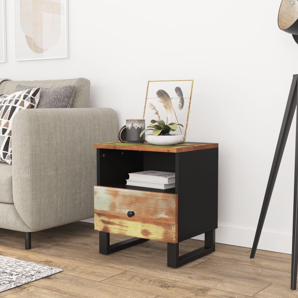 vidaXL Nachttisch NA Nachttisch Altholz Massiv Holz Nachtkonsole Nachtschrank