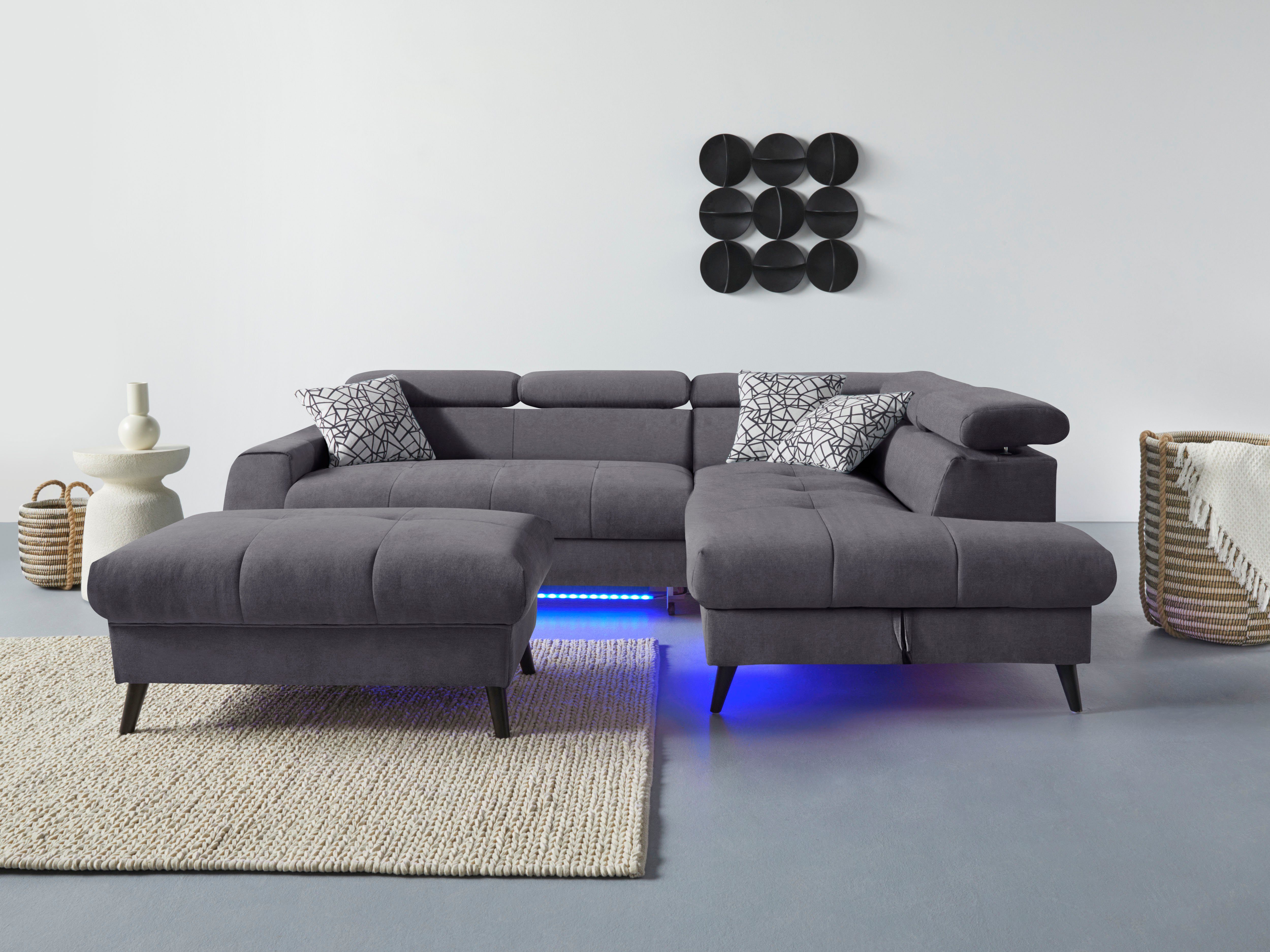 COTTA Ecksofa "Mia L-Form mit 3 Zierkissen", wahlweise mit Bettfunktion, Be günstig online kaufen