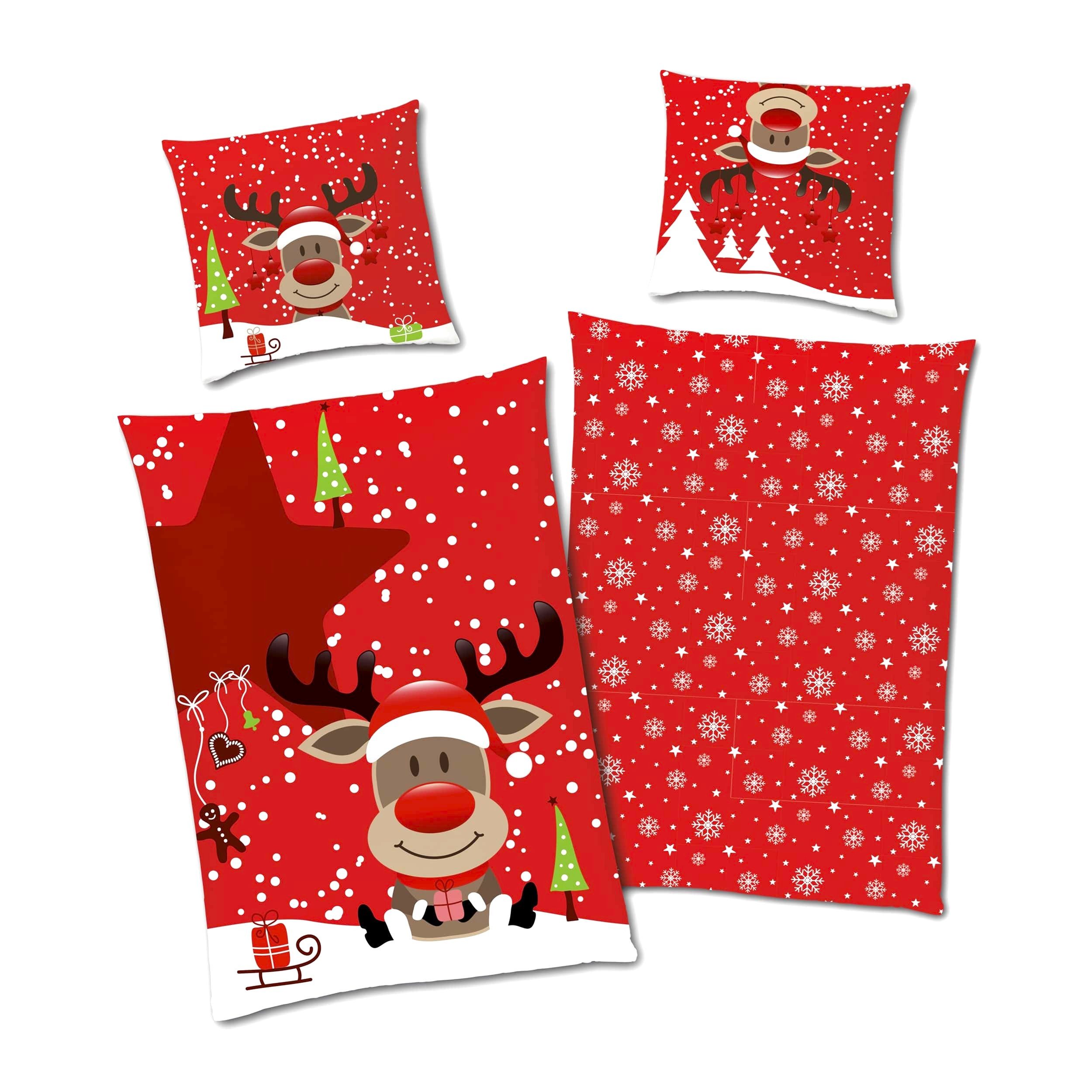 Familando Bettwäsche Weihnachten Rentier Rot, Fleece, günstig online kaufen