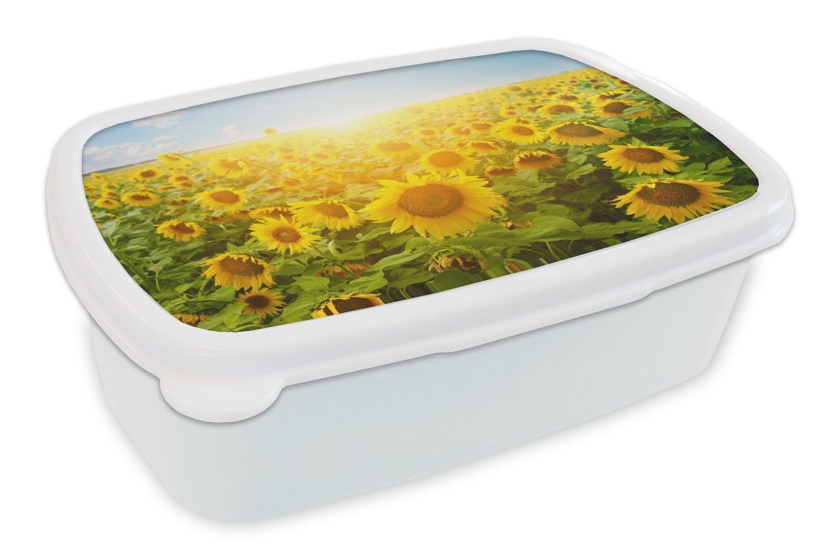 für weiß - für (2-tlg), Wolken, Kinder Jungs Mädchen - und Lunchbox Kunststoff, und Sonnenblume Sonne Erwachsene, Brotdose, MuchoWow Brotbox