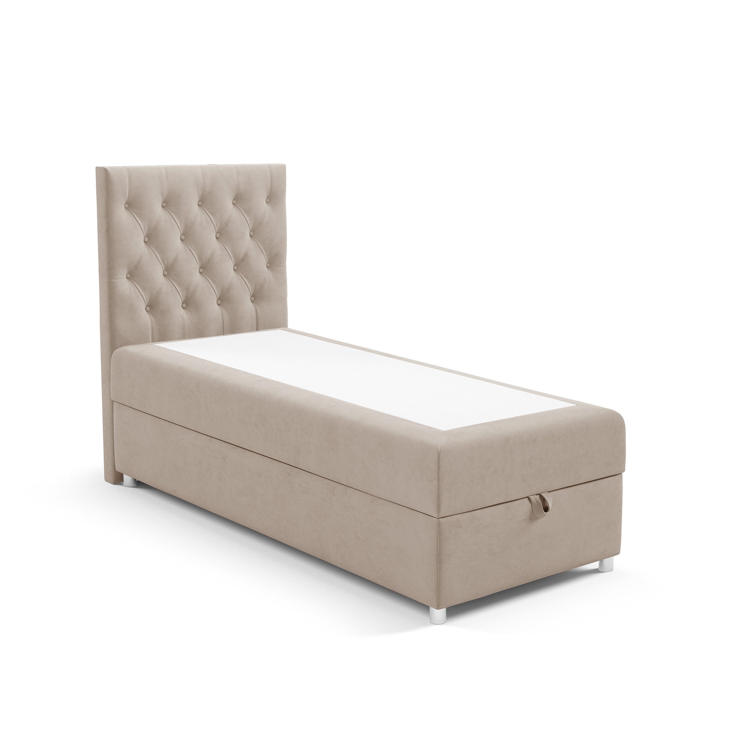 Best for Home Boxspringbett Trinity K-14 mit Bettkasten & PUR-Topper Komfort – Einzelbett (Komplettset, 1-St., 70x200 80x200 90x200 100x200 cm), Stauraumfunktion, 18 cm Bonellfederkernmatratze H3
