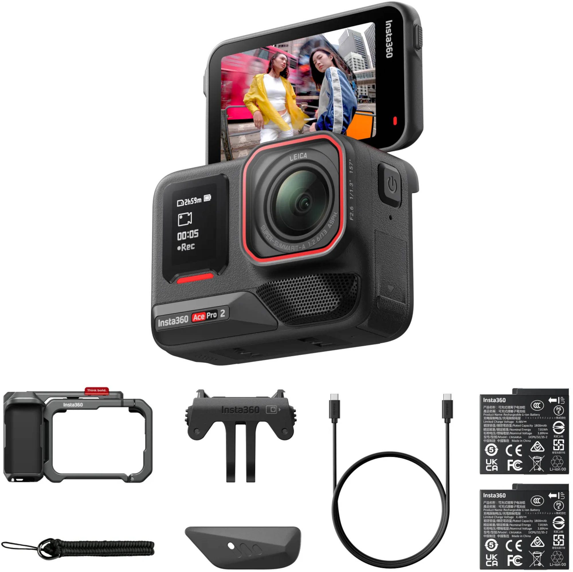 Insta360 Ace Pro 2 Dual Battery Xplorer Bundle Action Kamera Outdoor-Kamera (Wasserdicht Bluetooth)