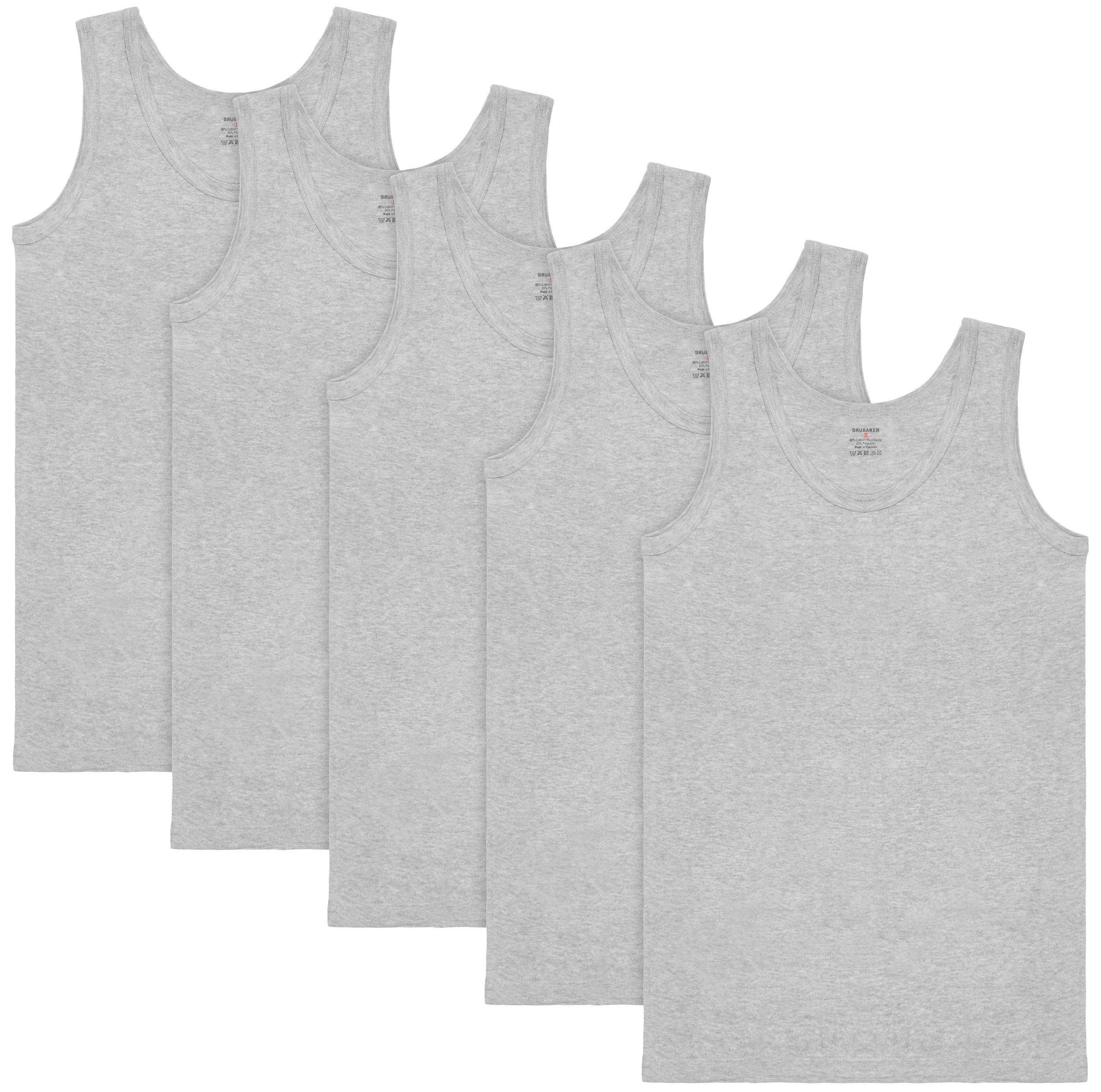 BRUBAKER Tanktop Classic Herren Unterhemd Tank Top (5er-Pack) Schlichtes Basic Achselshirt aus hochwertiger Baumwolle, Extra Lang