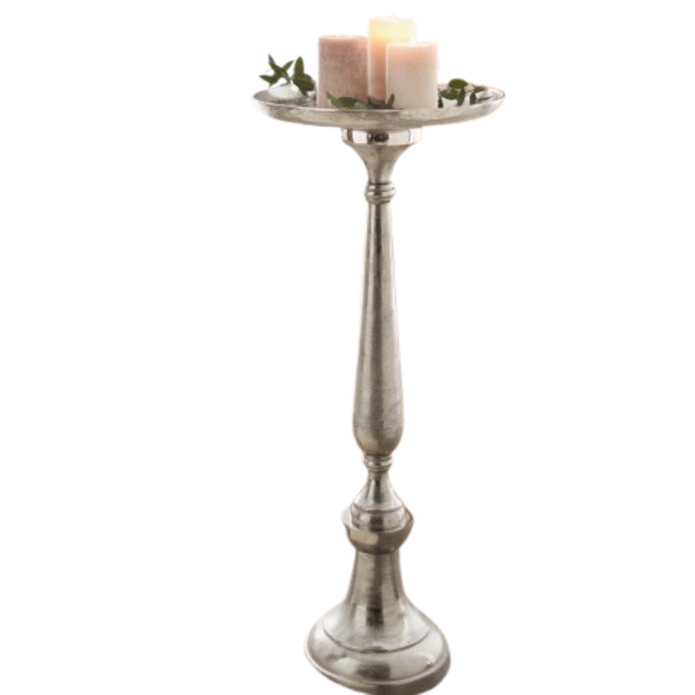 Home-trends24.de Dekosäule Dekosäule Säule Silber Edel Deko Dekoständer Ständer Kerzenhalter