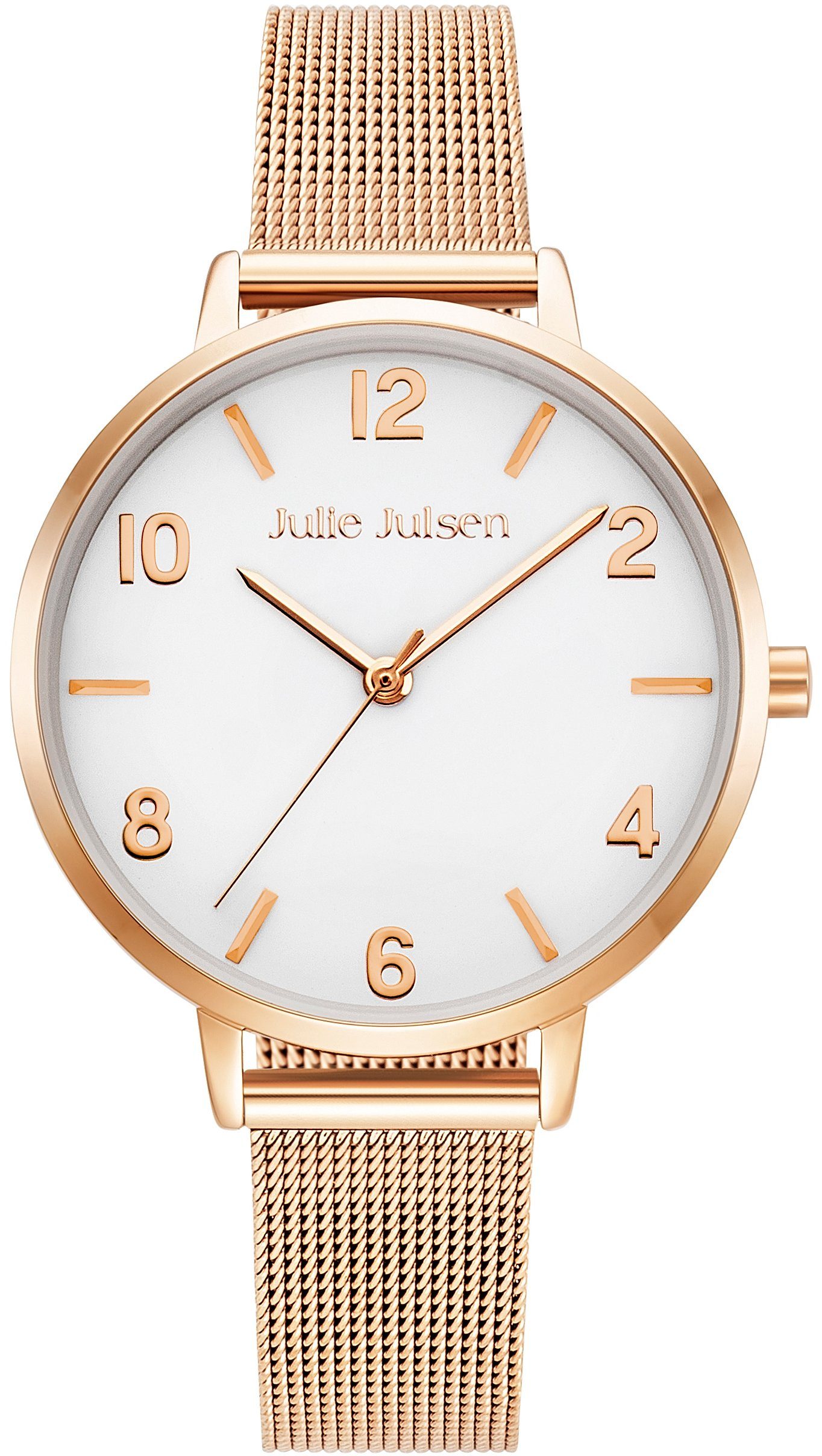 Julie Julsen Quarzuhr BASIC ROSÉ 2.0, JJW1486RGME, Armbanduhr, Damenuhr, PVD-beschichtet, Mineralglas