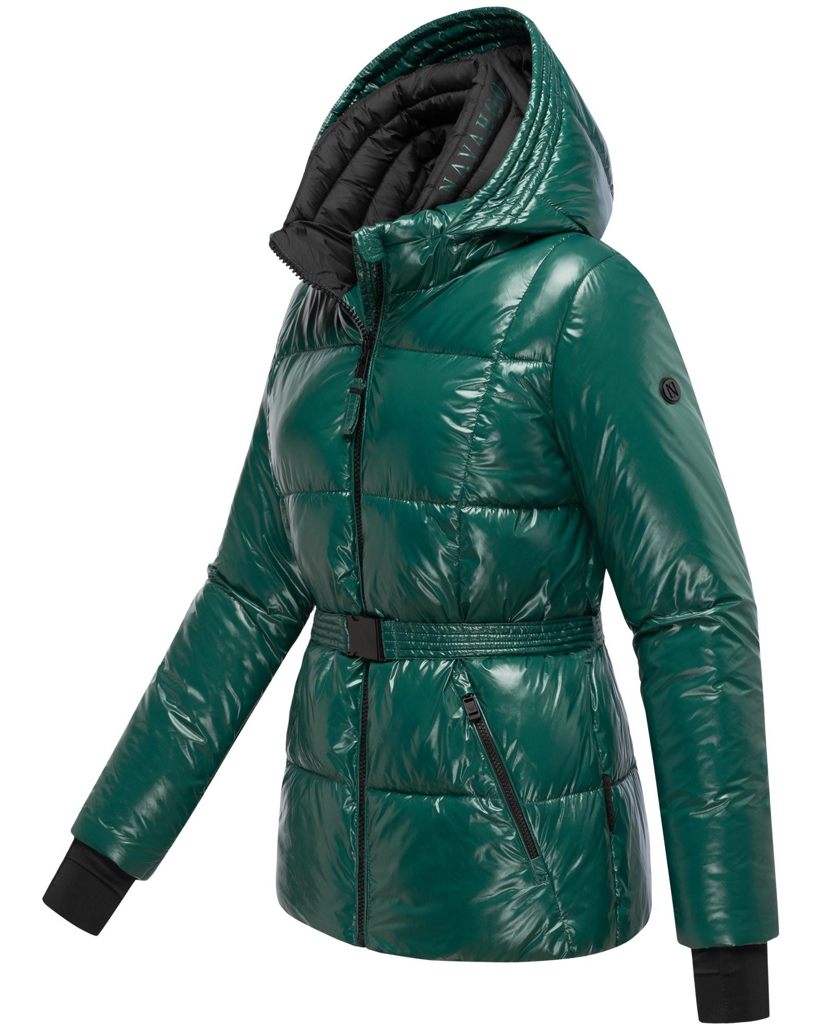 Navahoo Steppjacke Eisglanz 14 Glänzende Damen Winterjacke mit Taillengürtel