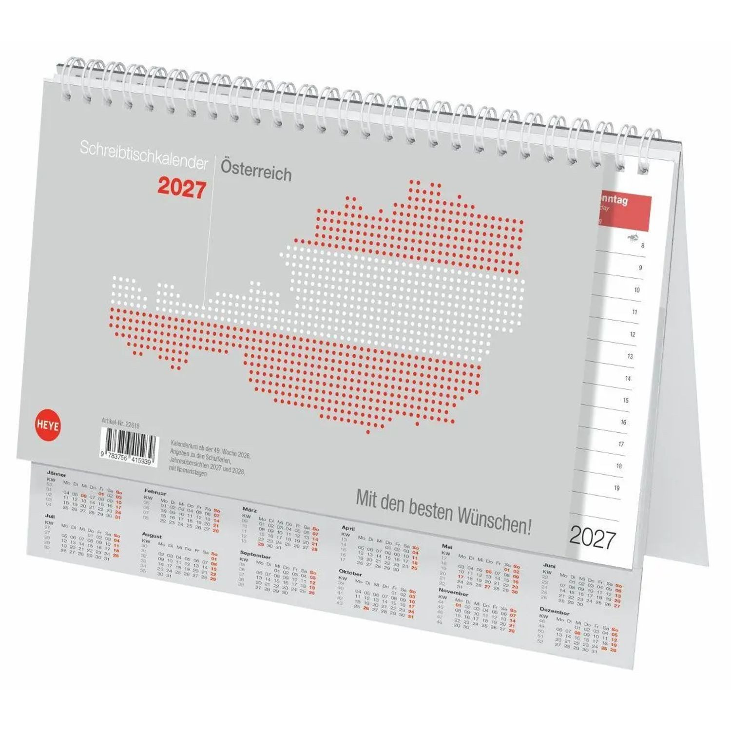 HEYE Schreibtischkalender Schreibtischkalender Österreich groß 2027
