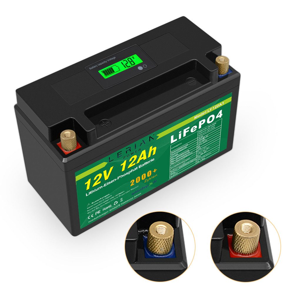LERIAN POWER LiFePO4 Akku 12V 12Ah 15A Lithium-Eisen-Phosphat für Camping Solar Akku