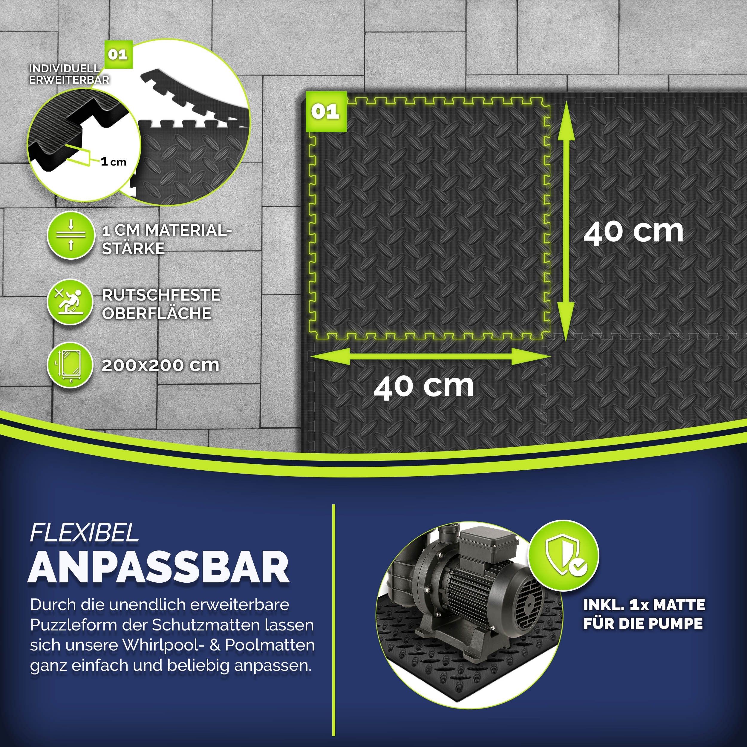 tillvex Pool-Bodenschutzfliese tillvex® Whirlpool Unterlage eckig 200 cm Bo günstig online kaufen