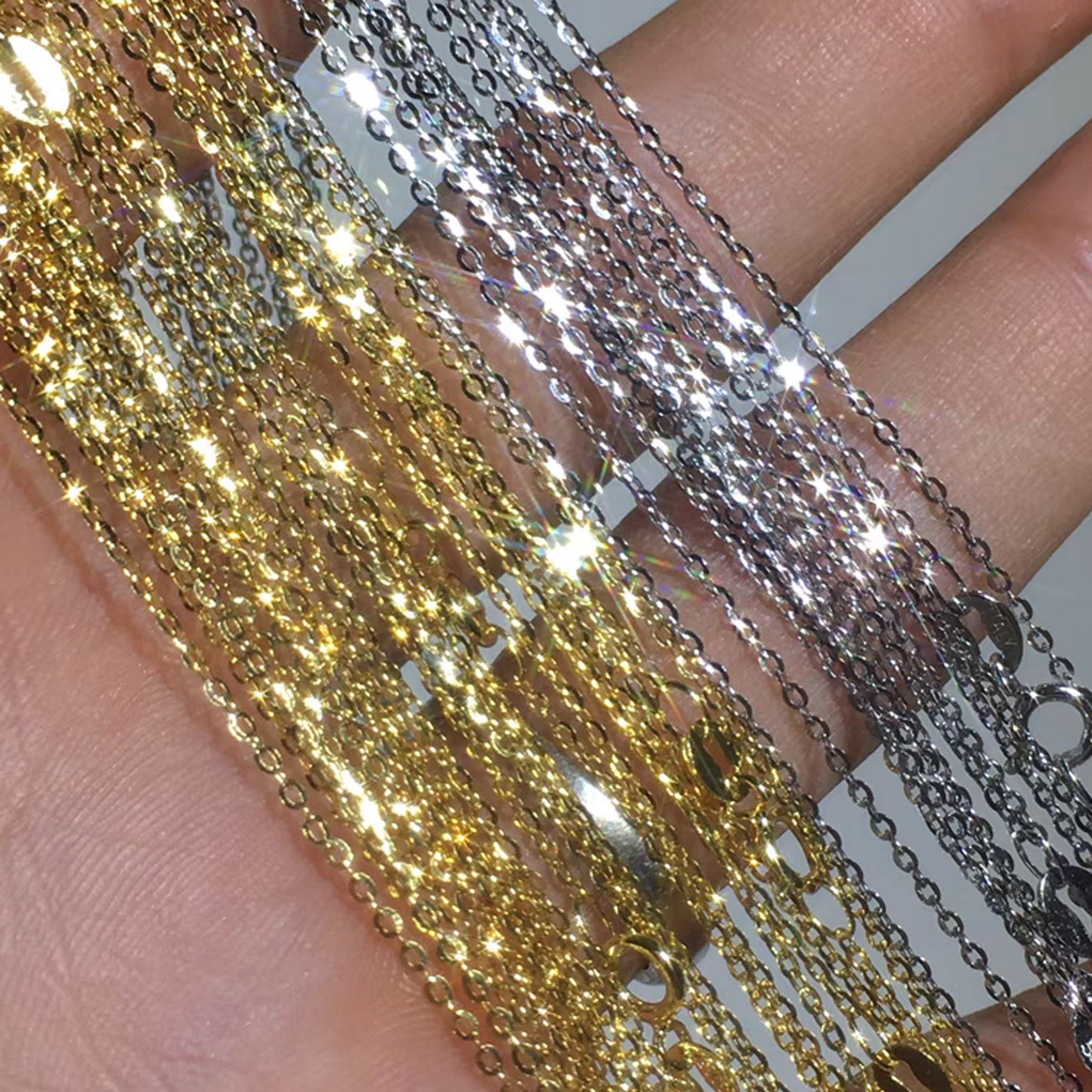 GOLDEN Kette ohne Anhänger Feine Einfache Halskette, zierliche Silberkette, Schicht Ketten