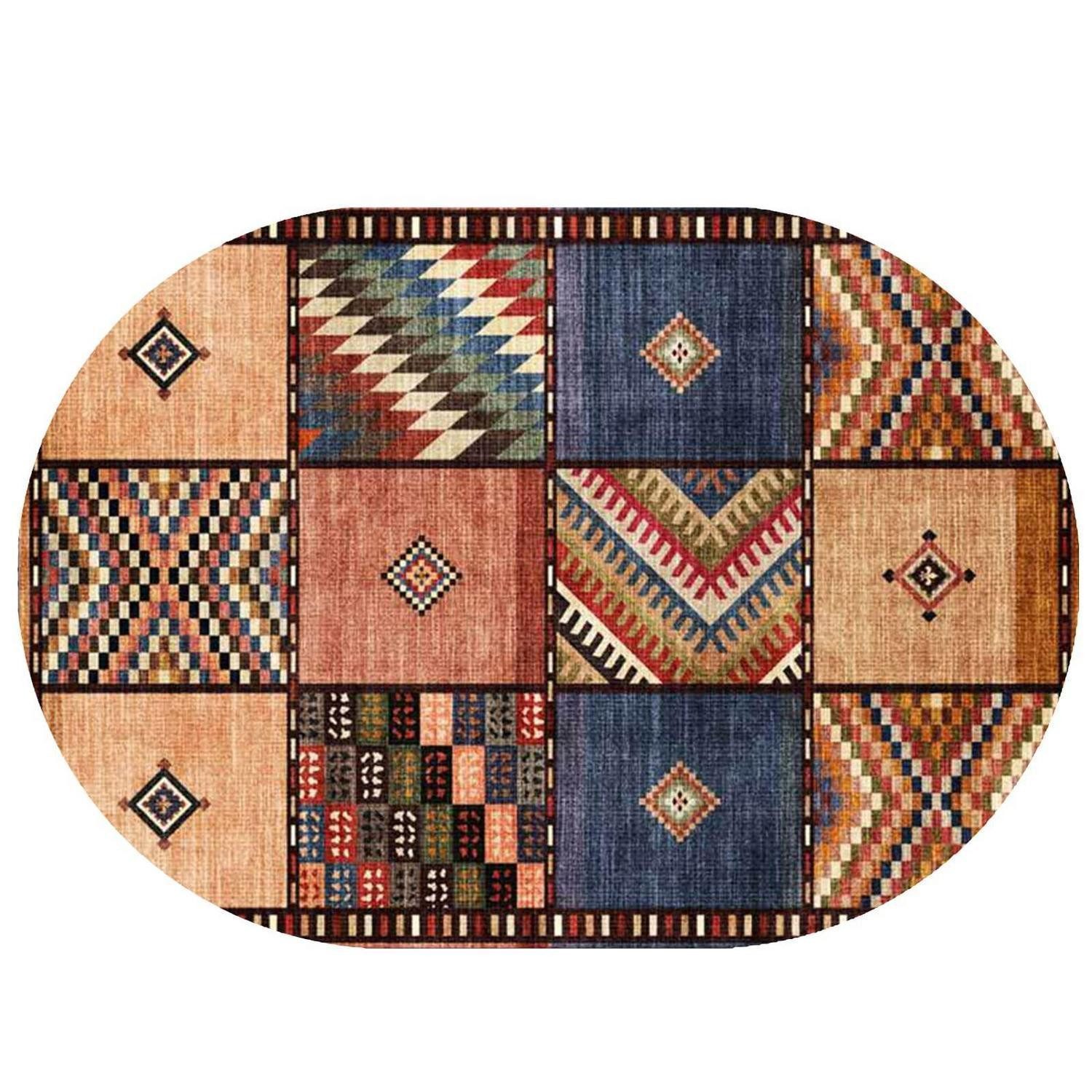 LuxusKollektion Läufer Teppichläufer Oval Patchwork 70x120 cm, oval, Höhe: 7 mm