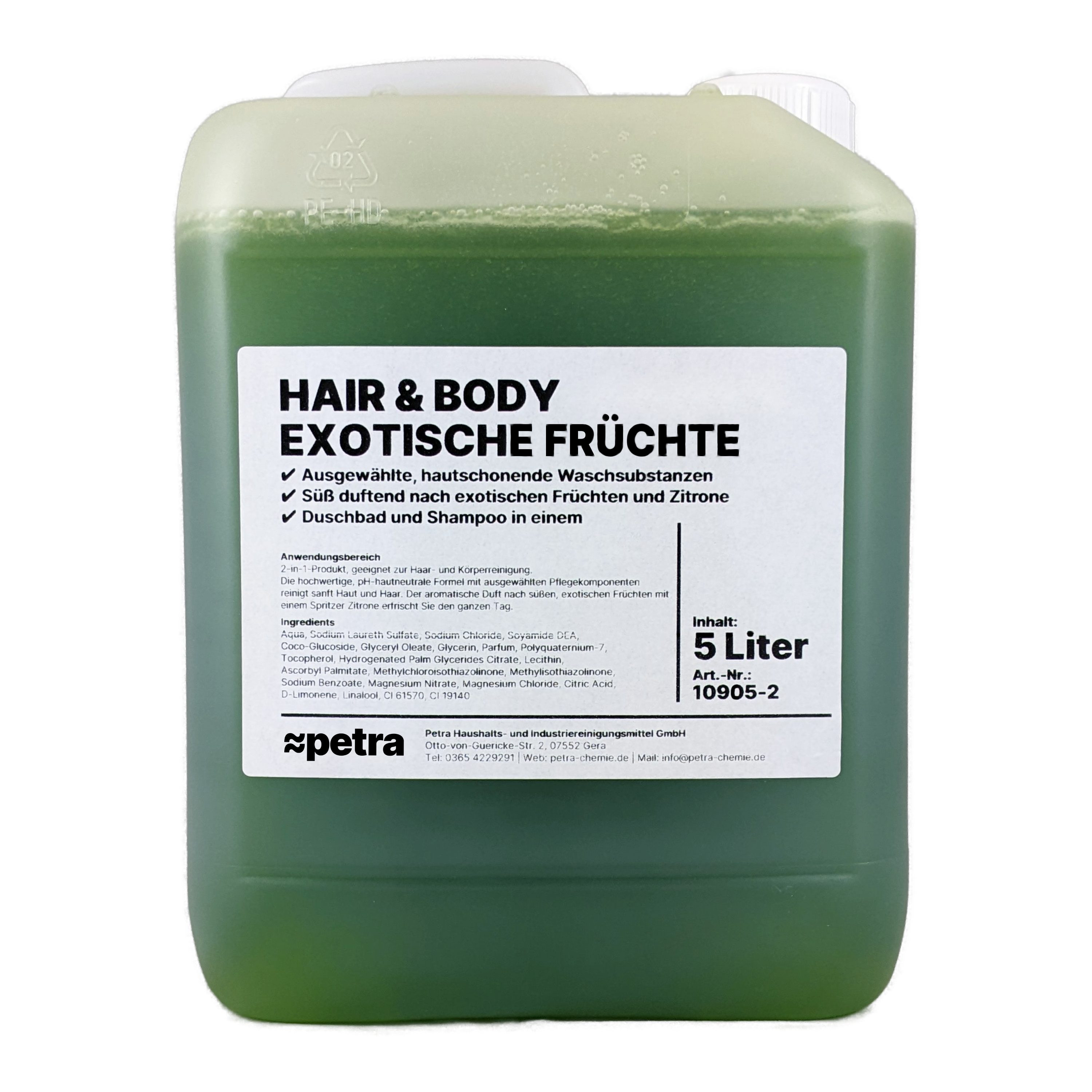 ≈petra Duschgel Hair Körper Shampoo Duschgel Früchte Exotische und Liter Kanister], für & Body 2-in-1 Haar [2x5 und