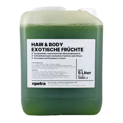 ≈petra Duschgel Hair & Body Exotische Früchte [2x5 Liter Kanister], 2-in-1 Duschgel und Shampoo für Haar und Körper