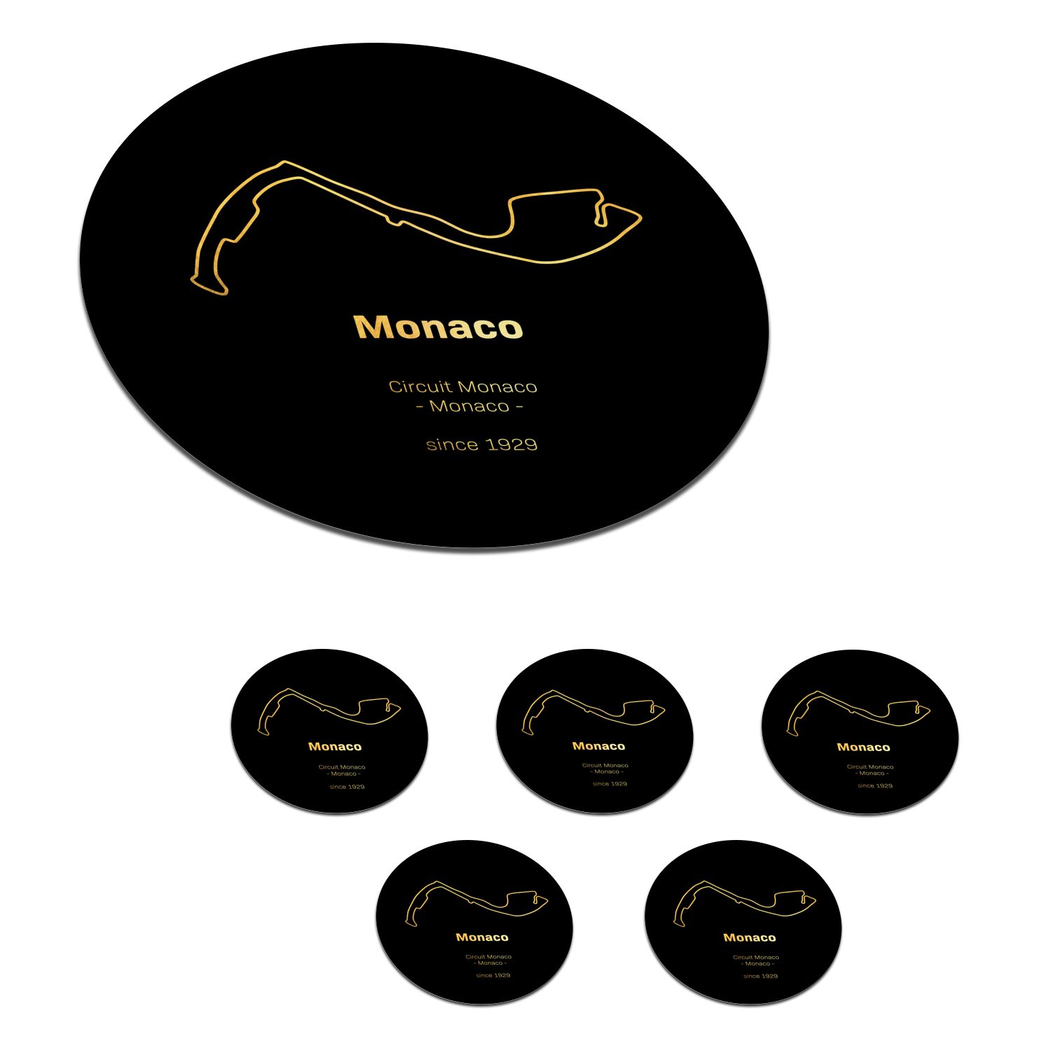 MuchoWow Glasuntersetzer F1 - Rennstrecke - Monaco, Zubehör für Gläser, 6-tlg., Getränkeuntersetzer, Tassenuntersetzer, Korkuntersetzer, Tasse, Becher