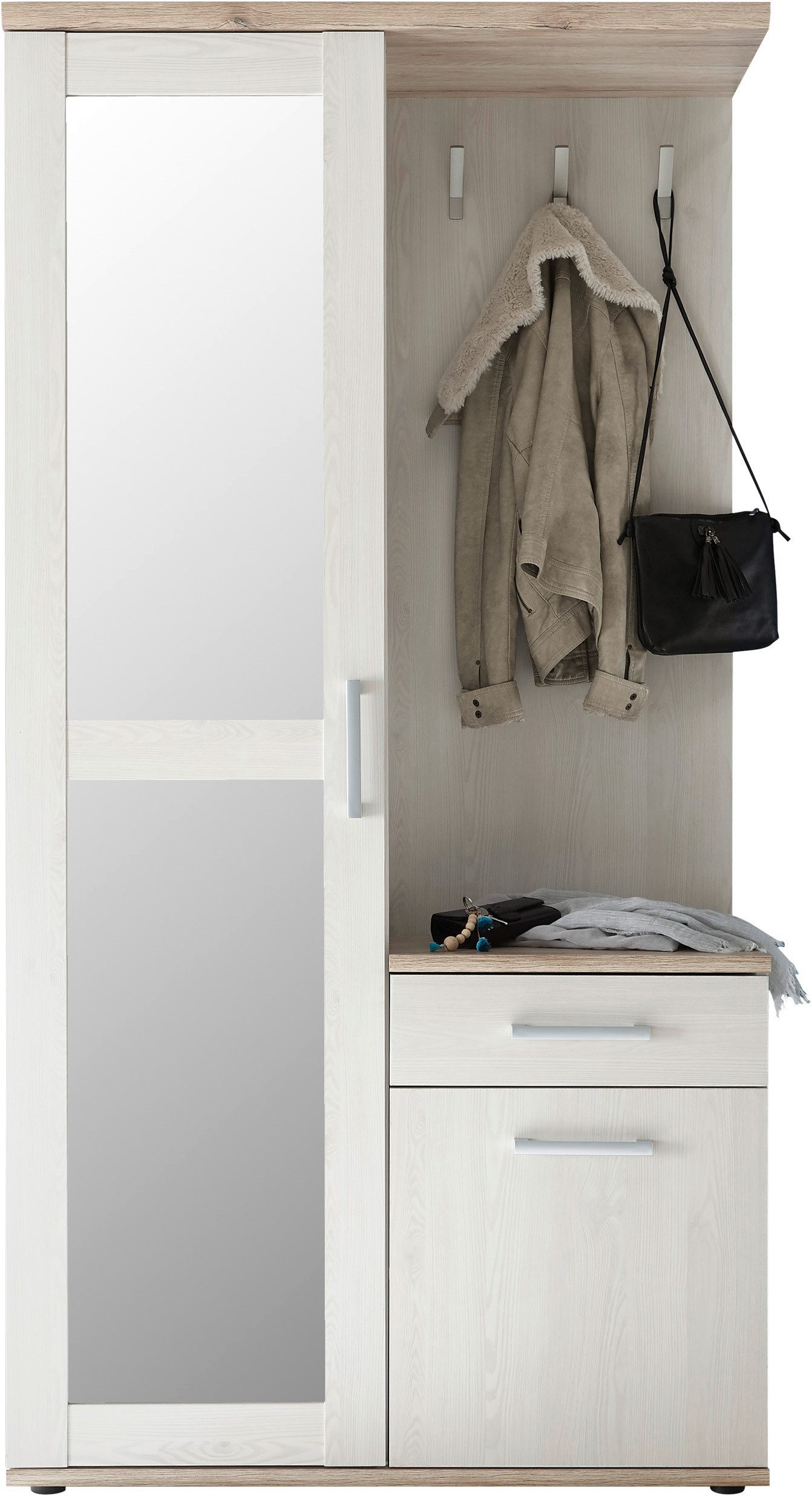 HBZ Kompaktgarderobe Romance im Landhausstil, BxHxT 50x71x38 cm (1-St) Kommode mit 1 Tür, 1 Schubkasten mit 4 Einlegeböden, 1 Einlegeboden